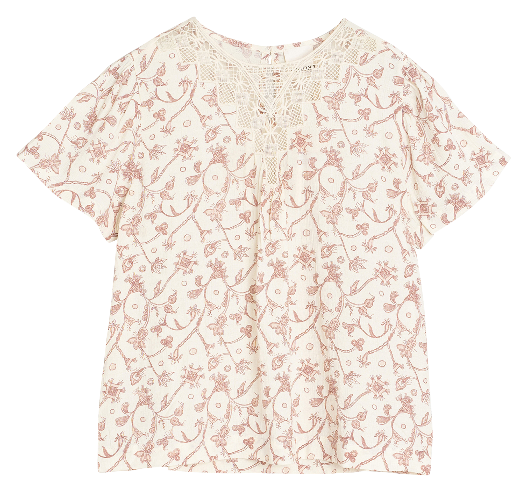 Ruime top met korte mouwen en print INDI & COLD Beige