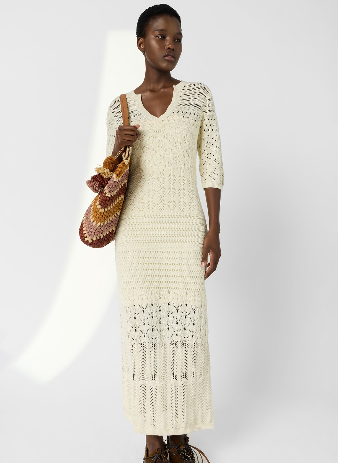 Langes Baumwollkleid mit Henley-Ausschnitt GERARD DAREL Beige