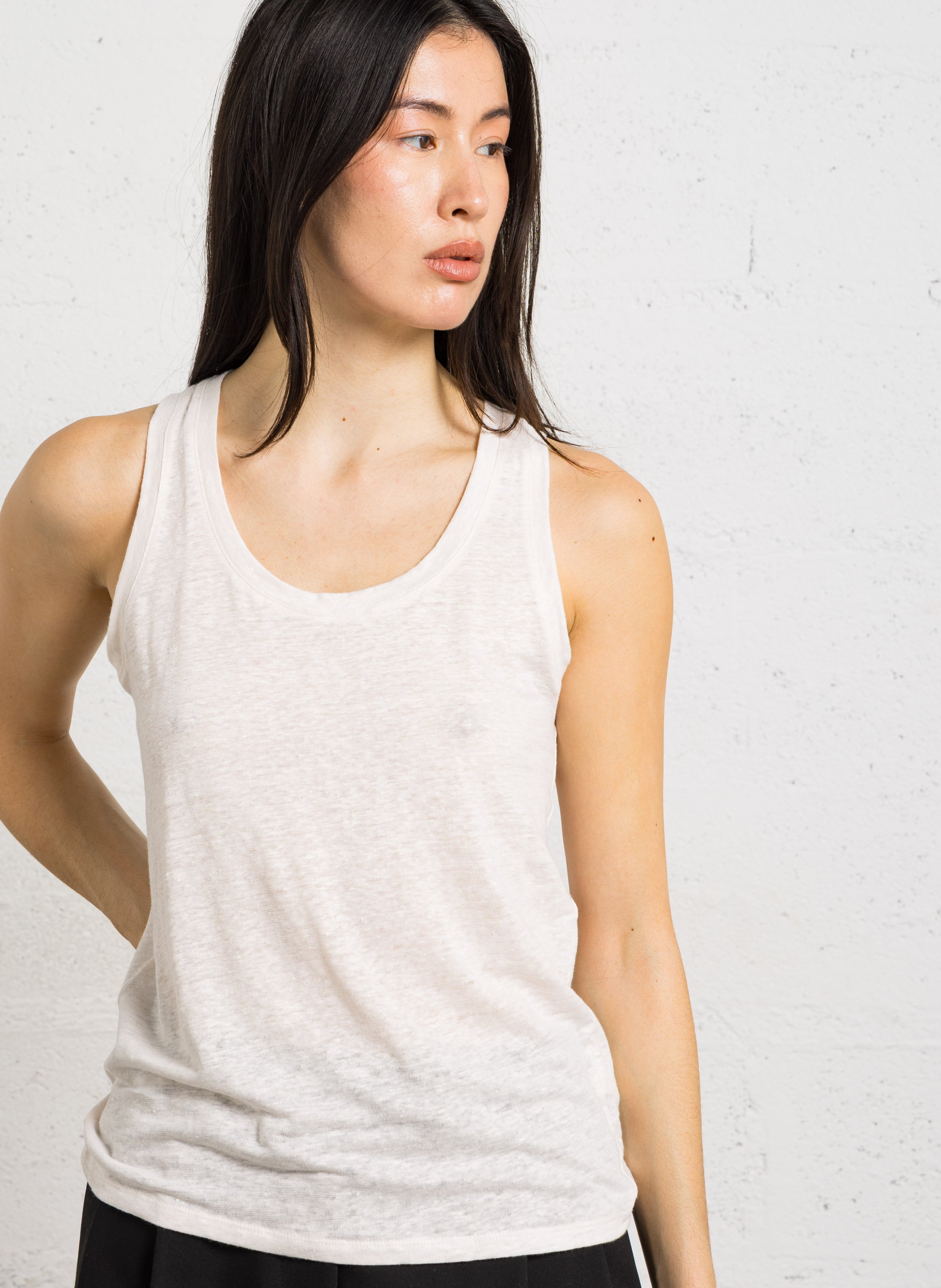 Round-neck linen-blend tank top MAJESTIC FILATURES