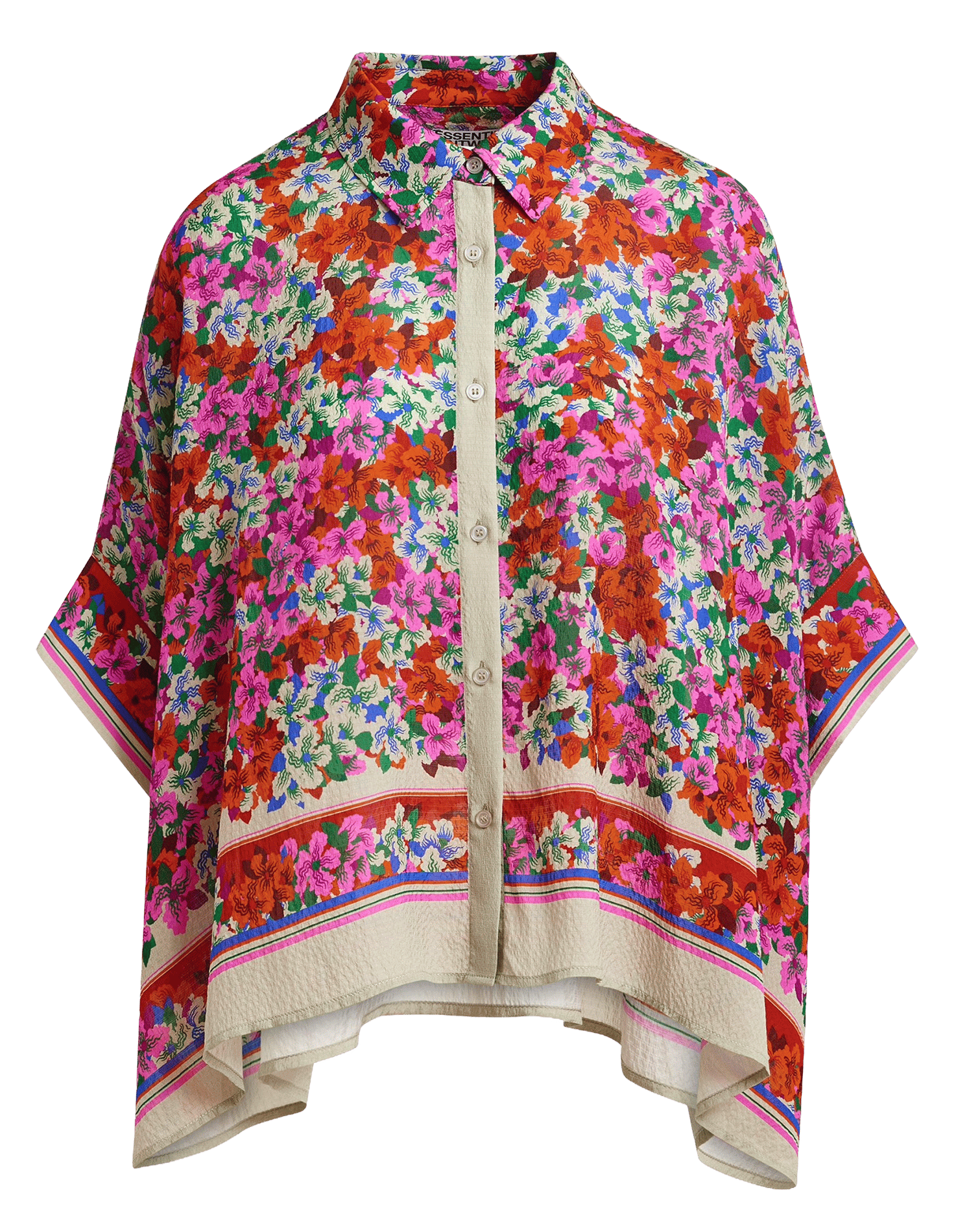 Oversized shirt with floral print ESSENTIEL ANTWERP Red