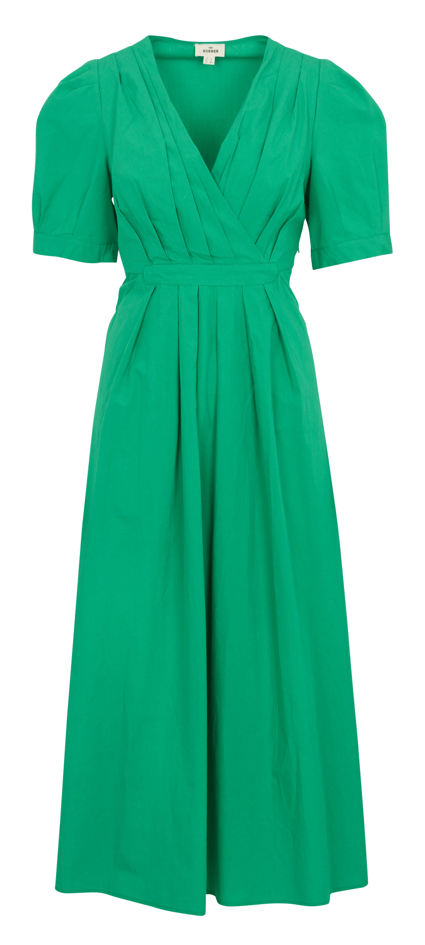 Langes Baumwollkleid mit V-Ausschnitt THE KORNER Grun