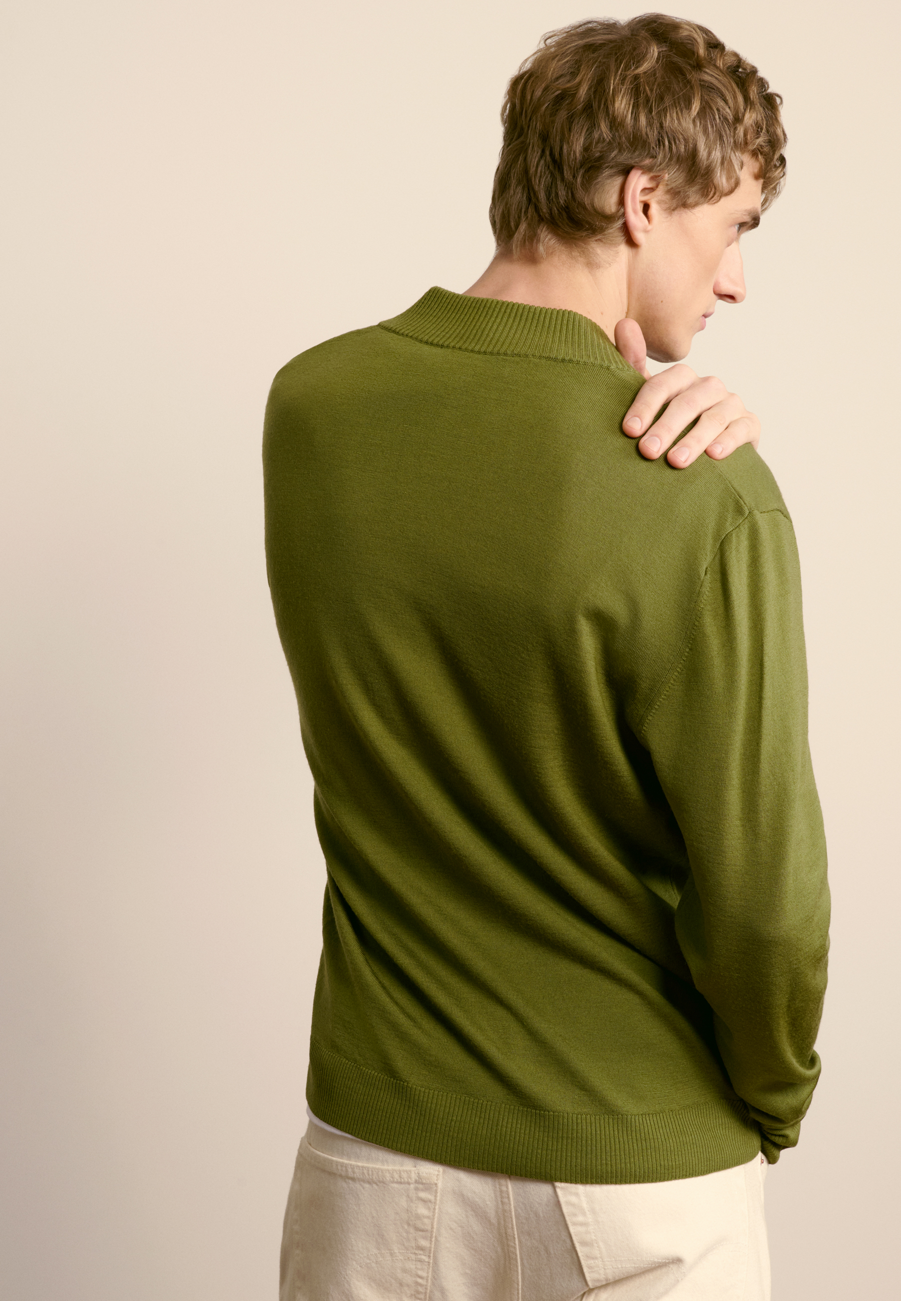 Merino wool cardigan MAISON MONTAGUT Khaki