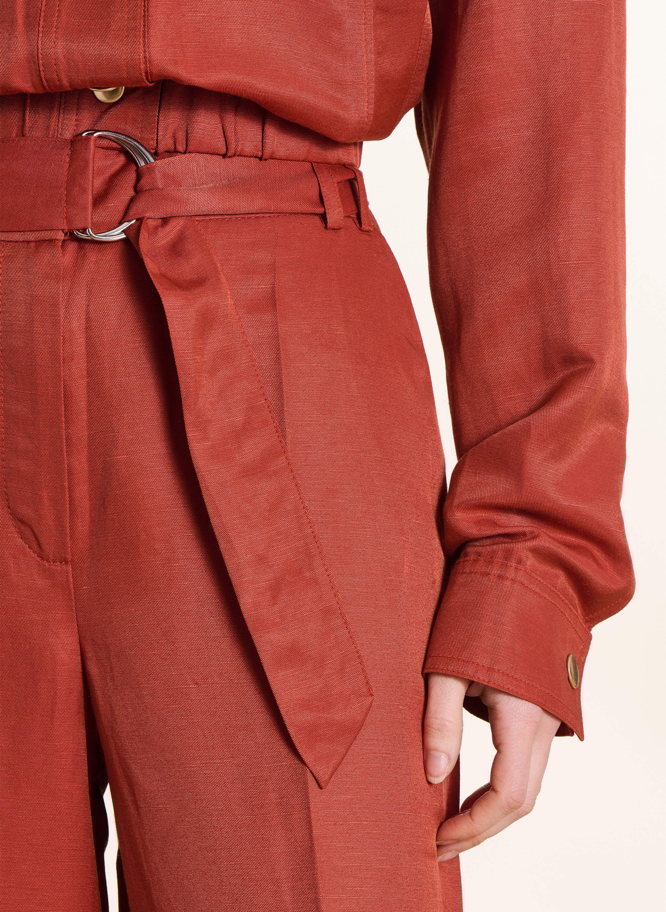 Wijde broek - linnenblend LA FEE MARABOUTEE Oranje