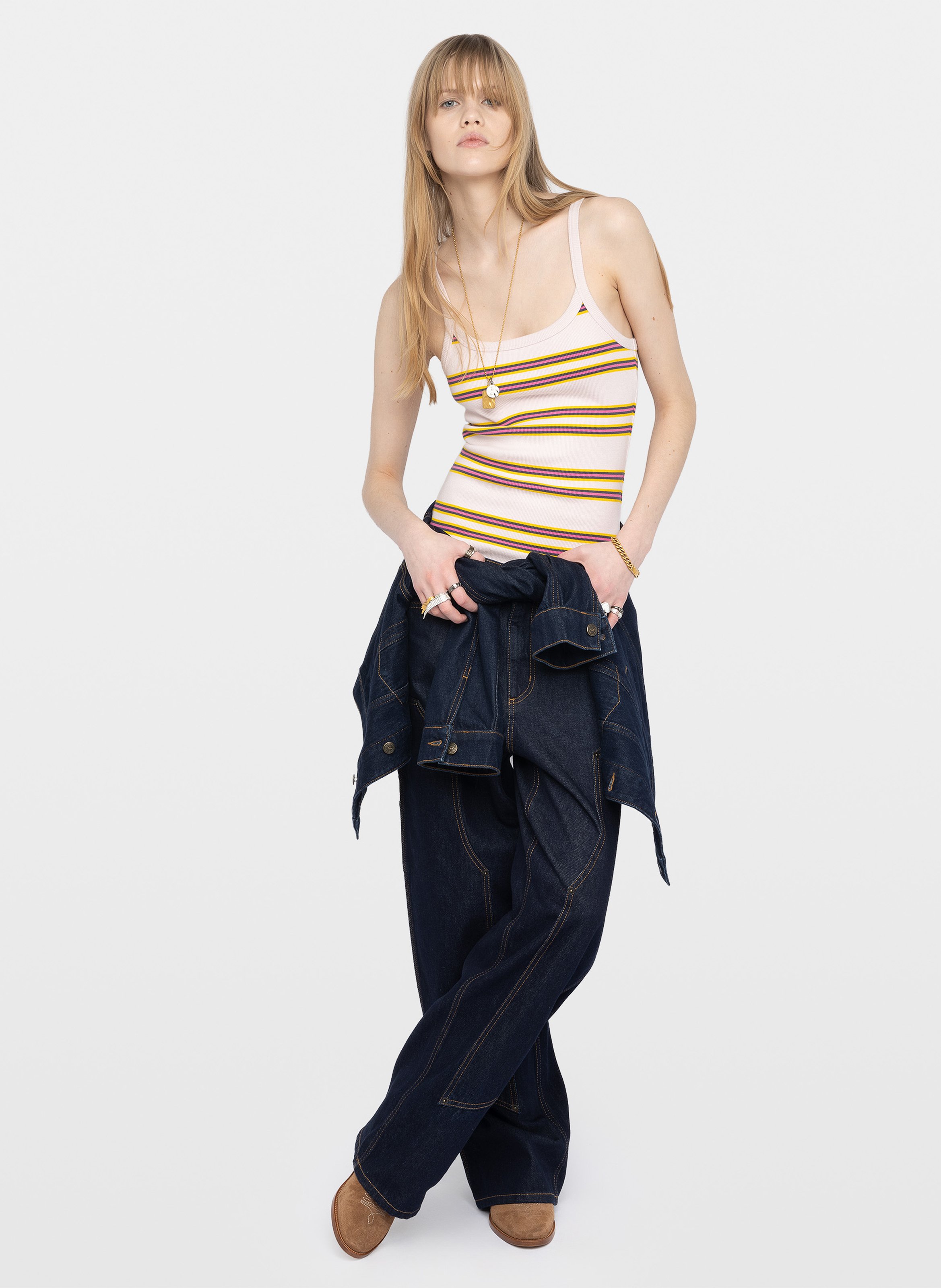 Fitted Striped Cotton Tank Top ZADIG&VOLTAIRE Pink