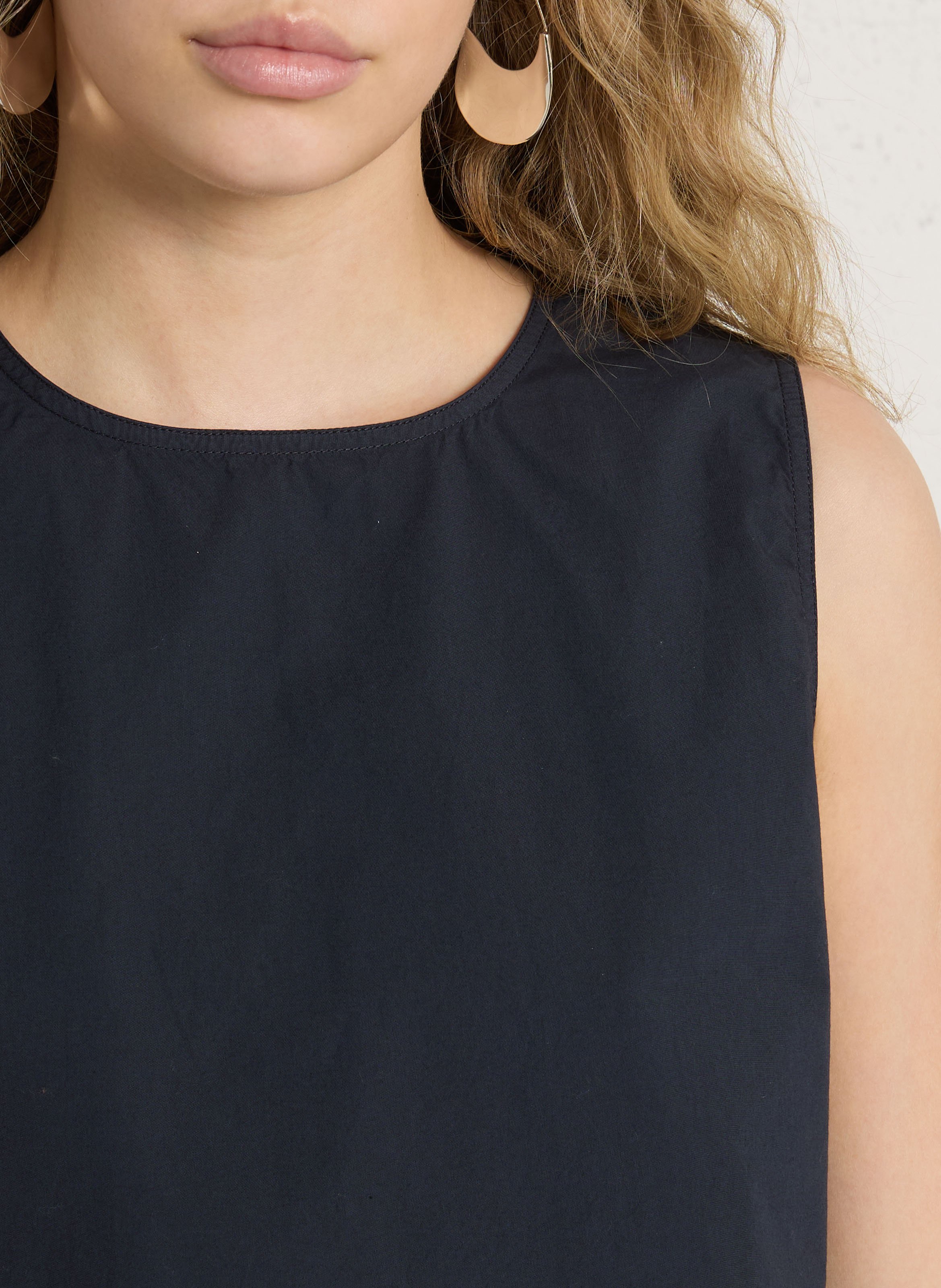 Top ample col rond en coton bio RUE DE TOKYO Bleu