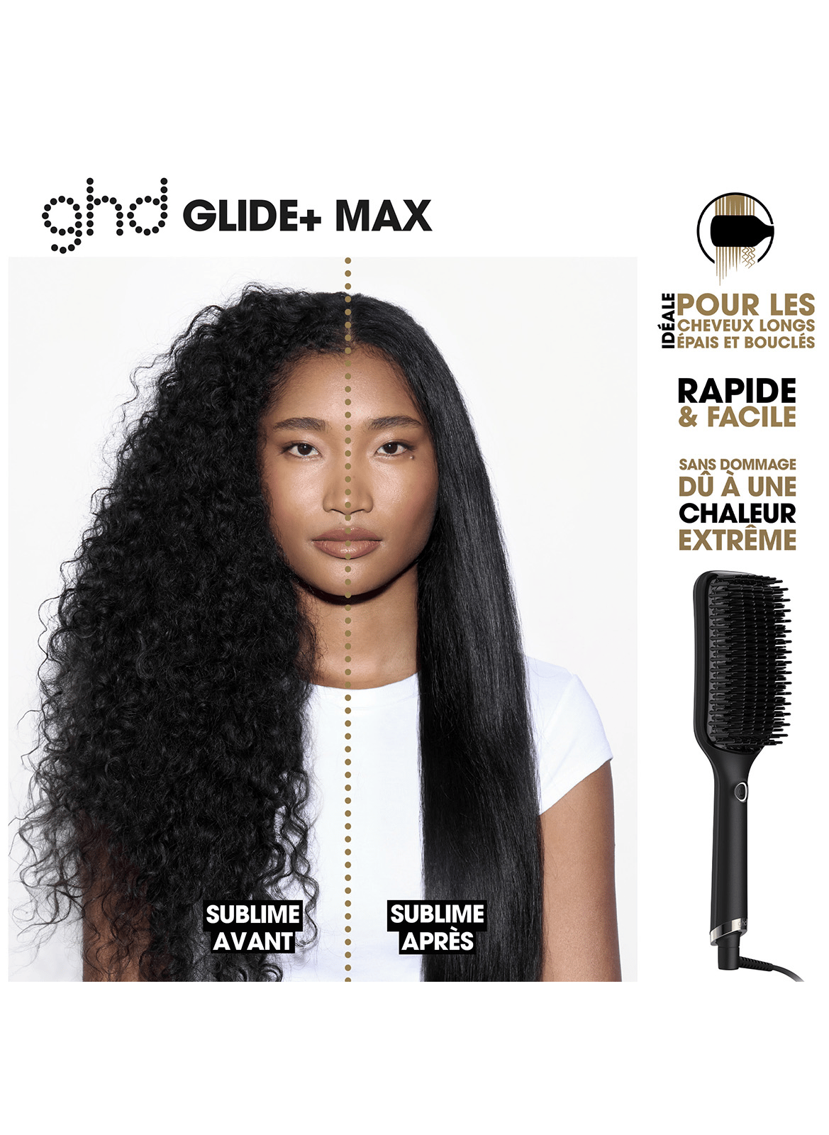 Brosse lissante professionnelle extra-large ghd Glide+ Max GHD Noir