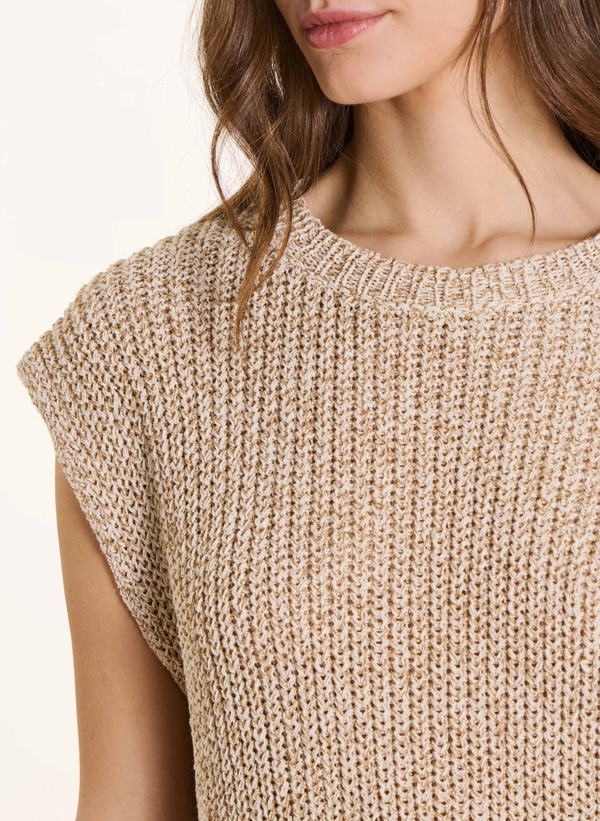 Gerade geschnittener Rundhalspullover aus Strick LA FEE MARABOUTEE Beige