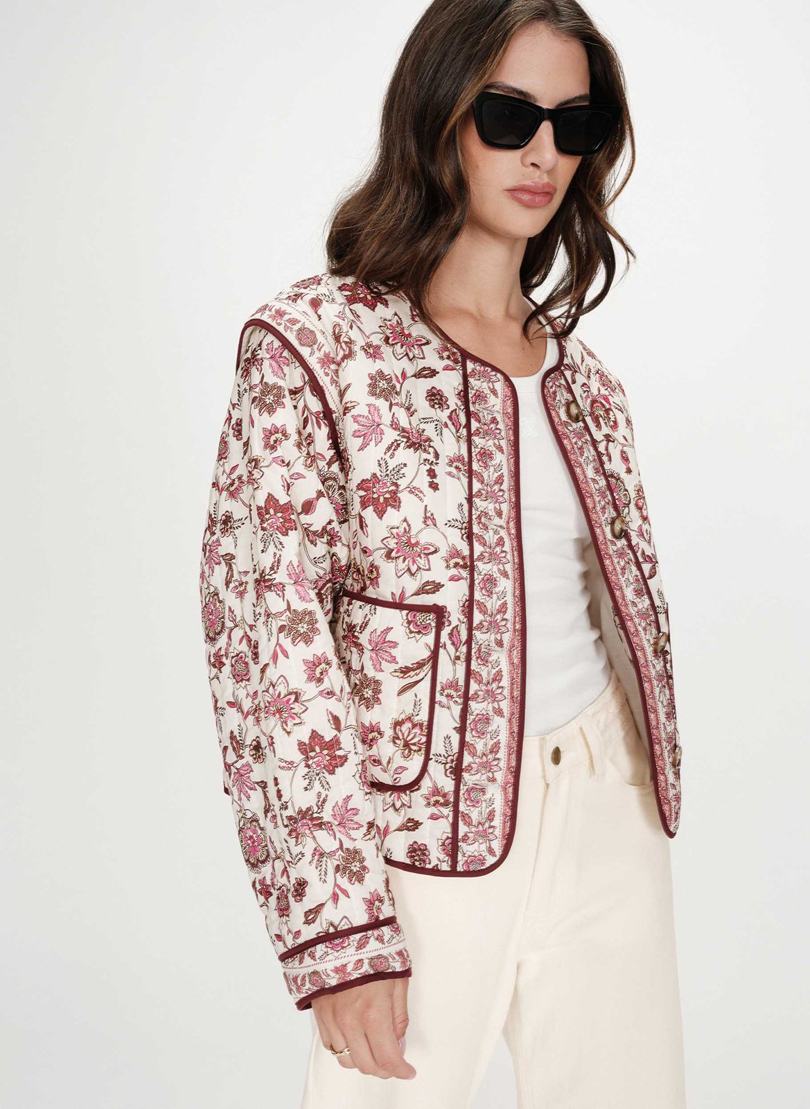 Short quilted jacket with pattern GRACE ET MILA Pink