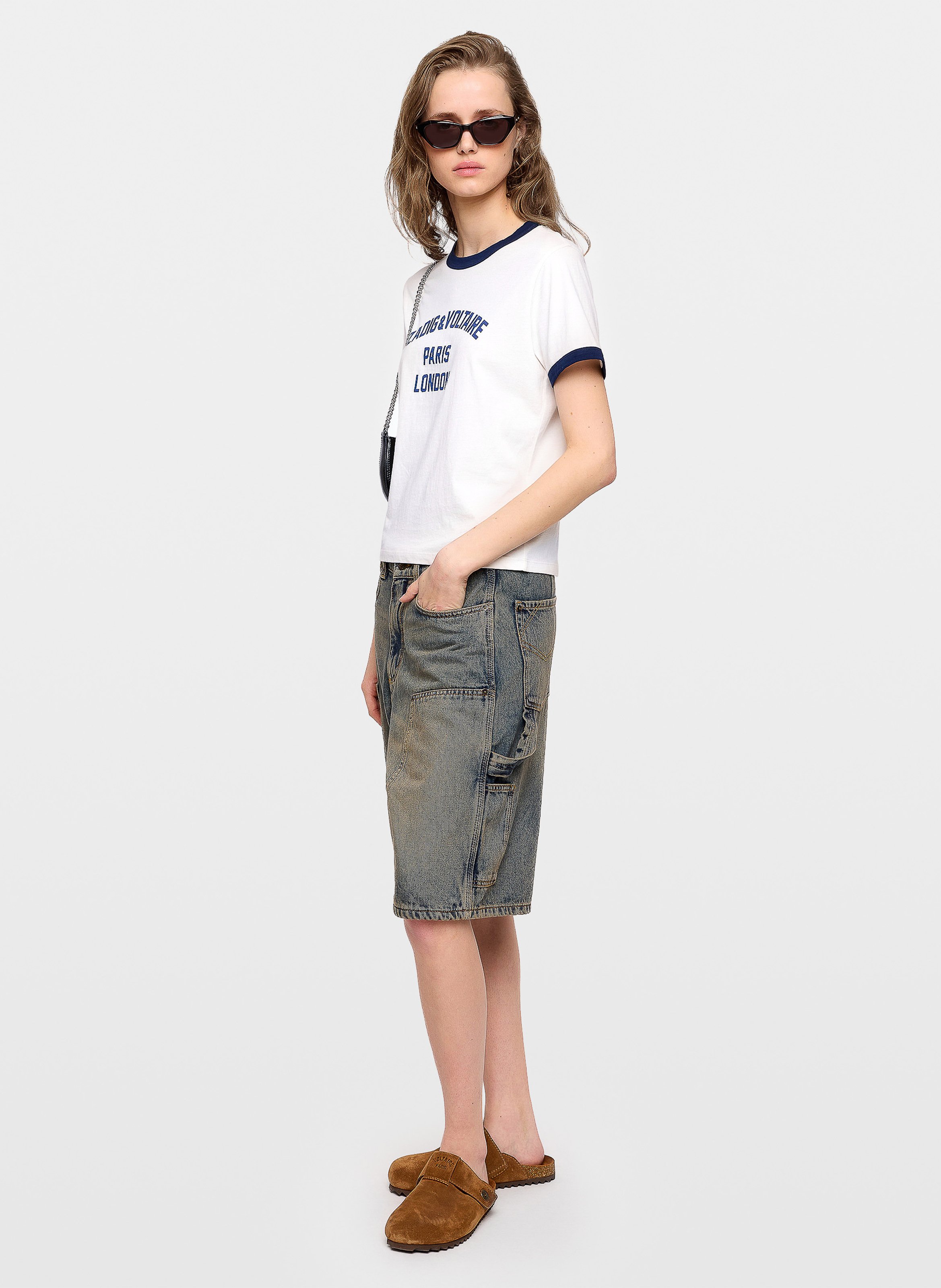 Tee-shirt droit col rond imprimé en coton bio ZADIG&VOLTAIRE Blanc