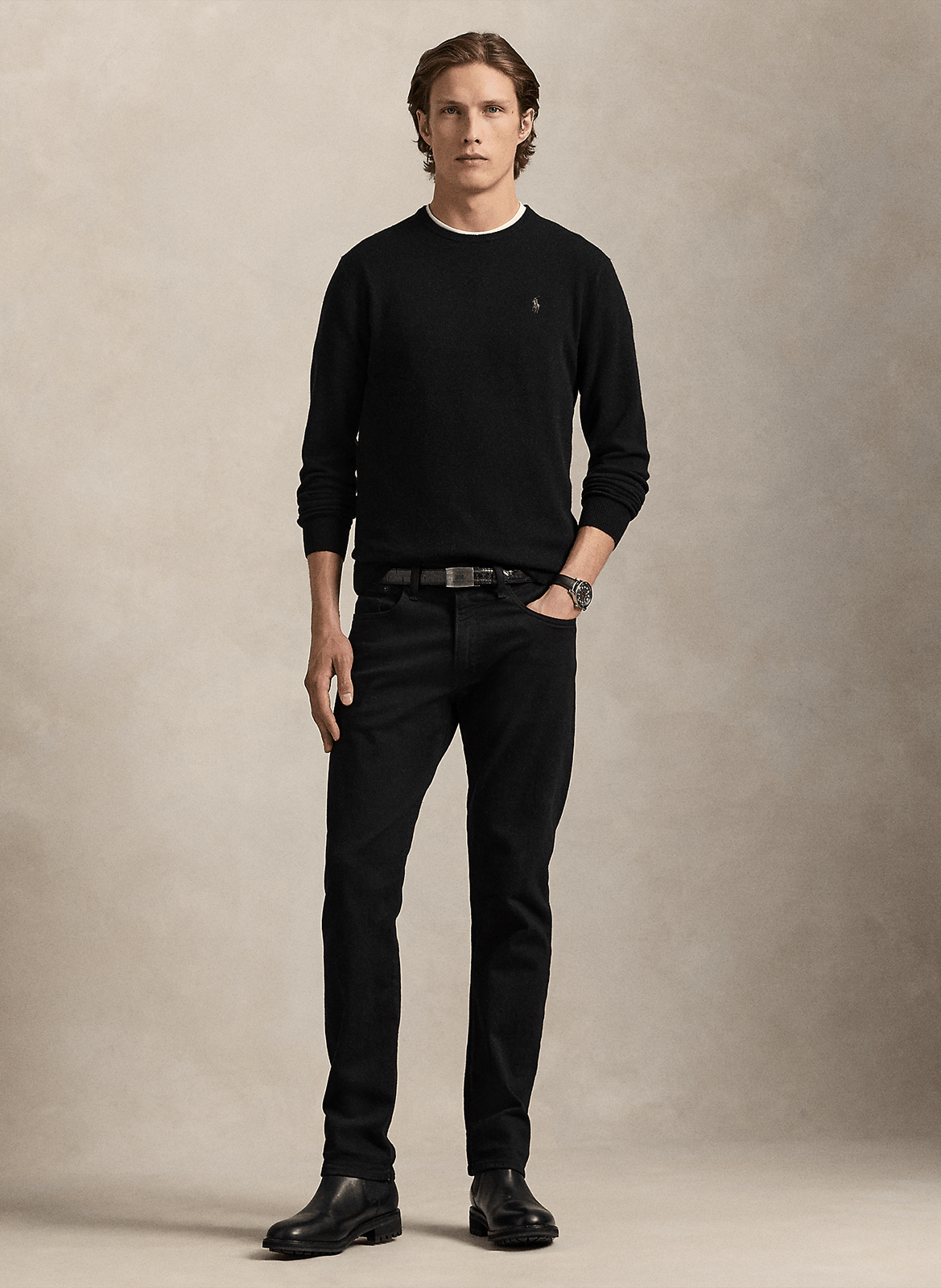 Pull col rond en laine POLO RALPH LAUREN Noir