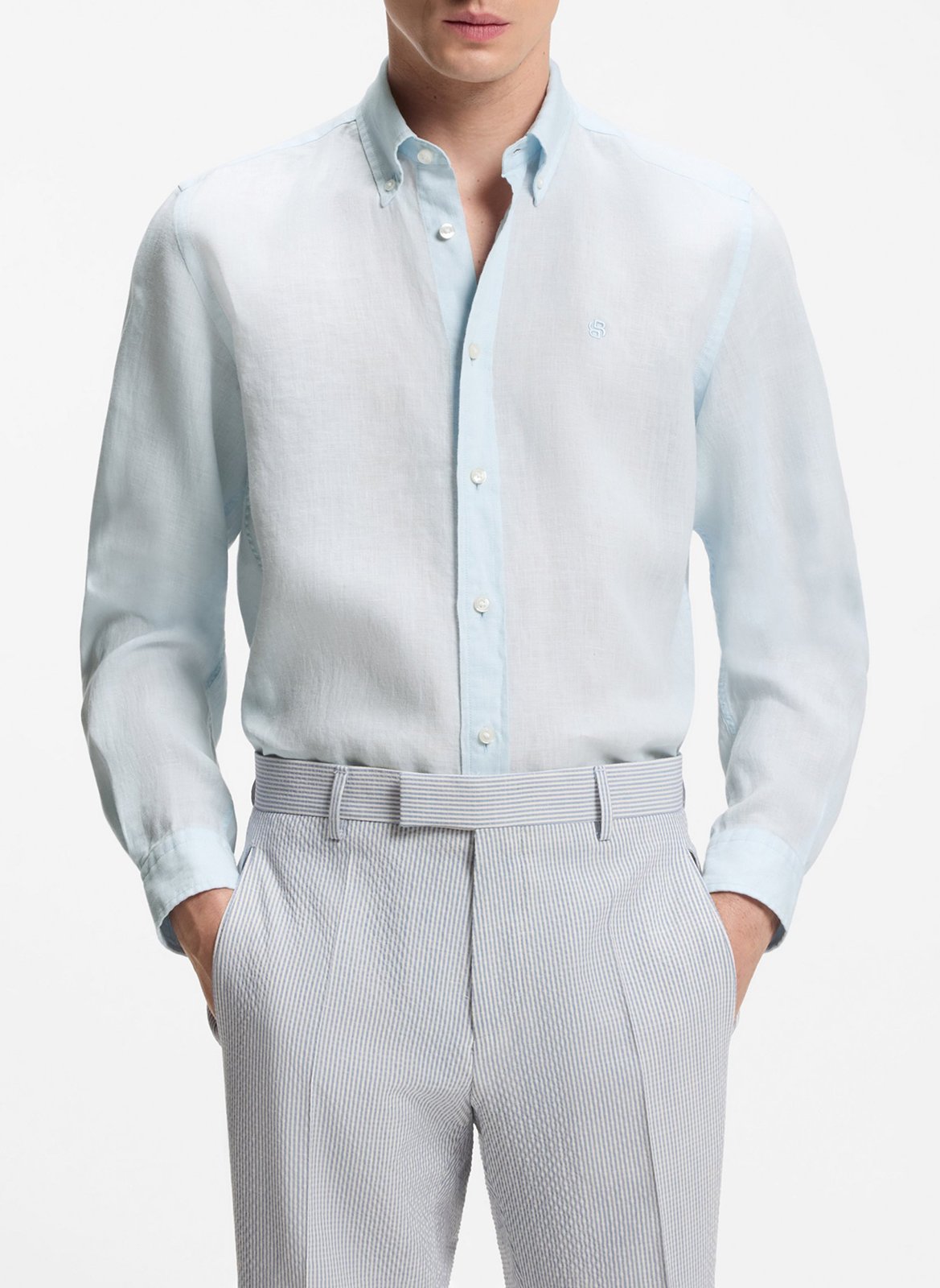 Chemise en lin col classique BOSS Blue