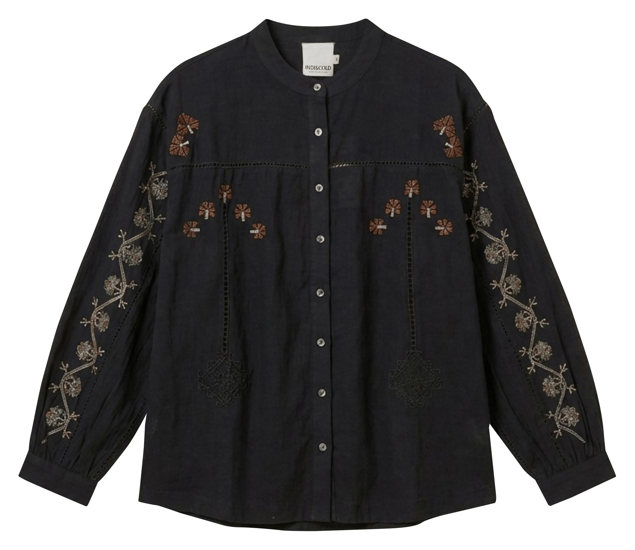 Blouse col rond en coton bio INDI & COLD Noir