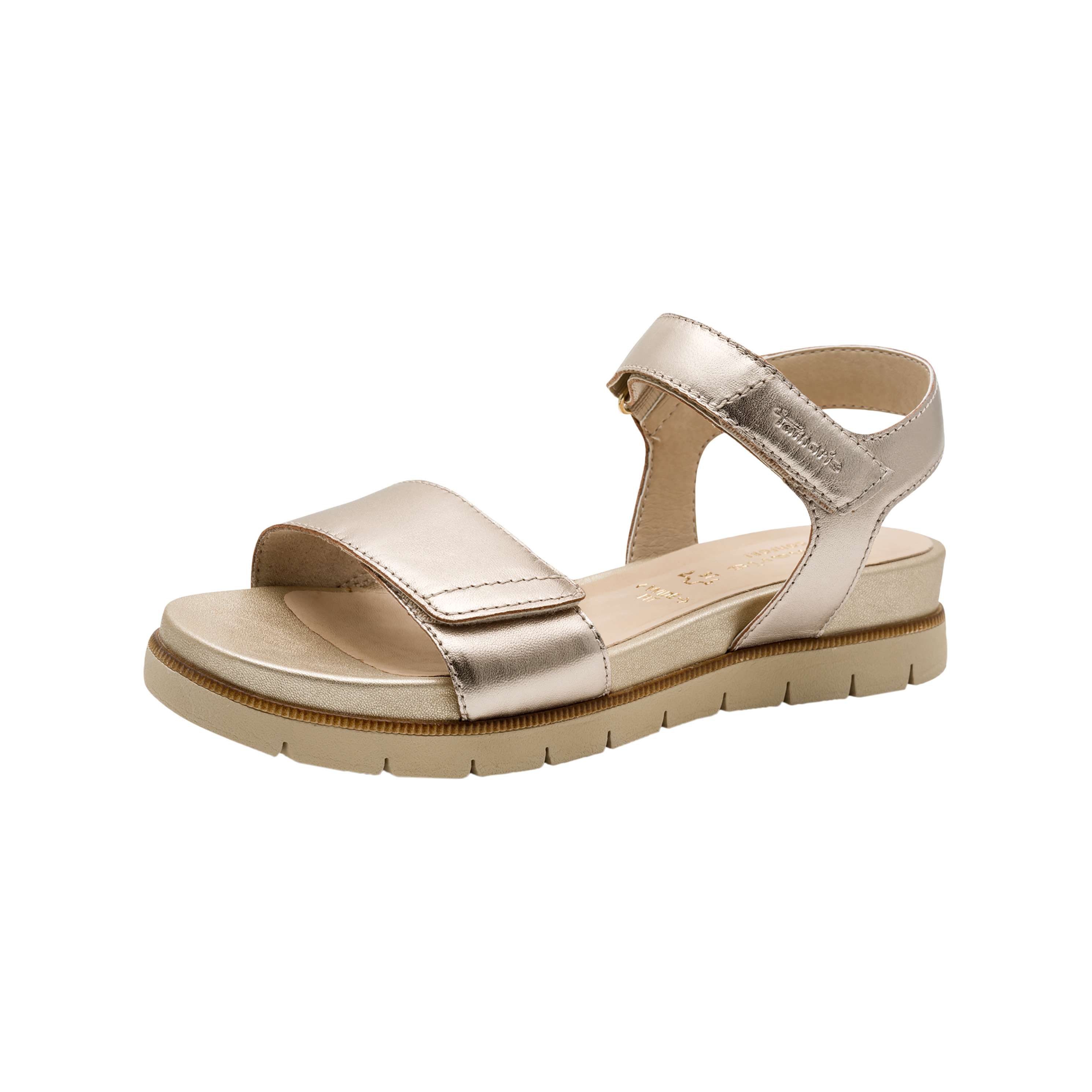 Leather comfort wedge sandals TAMARIS Golden
