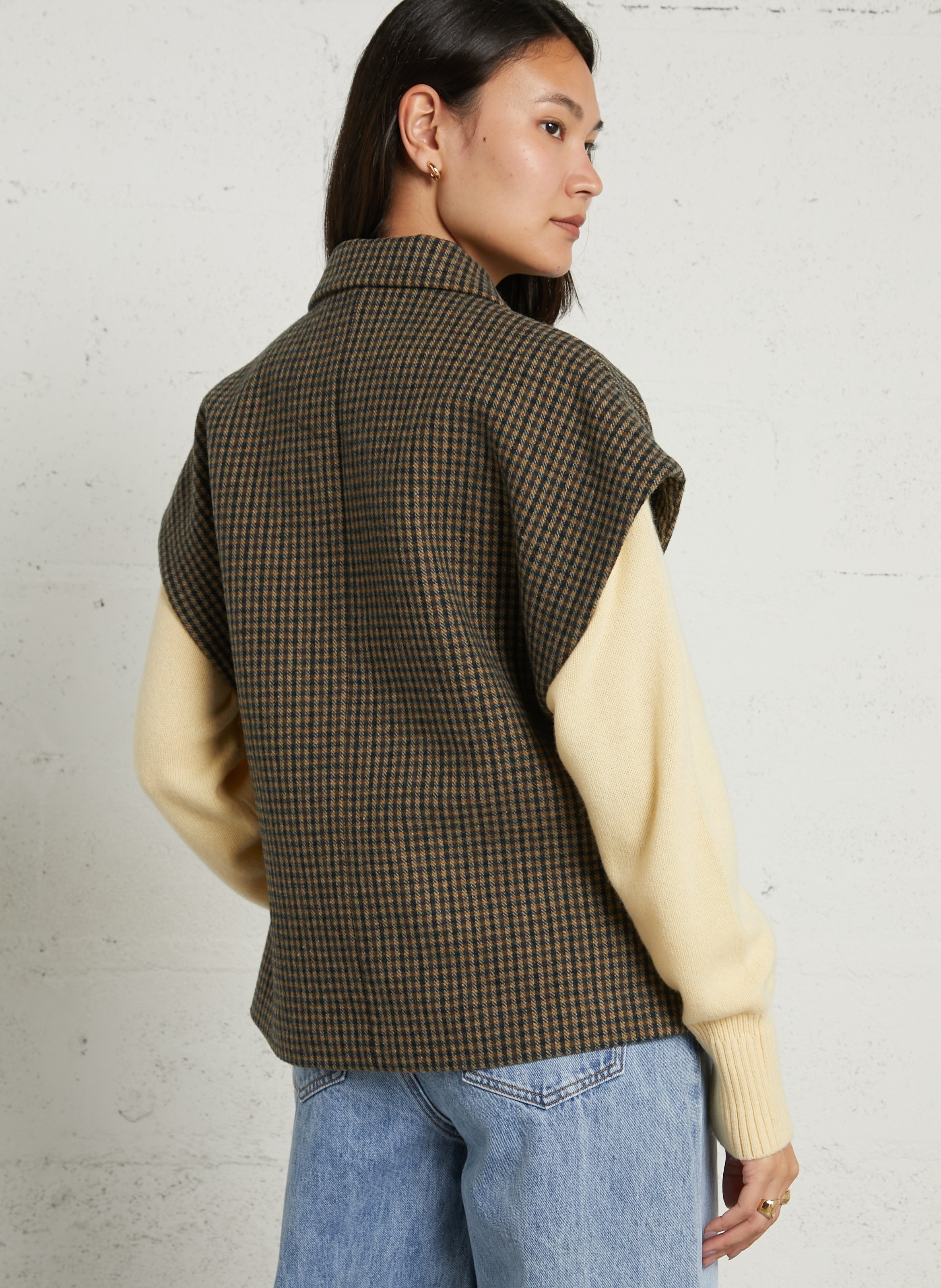 Straight jacket in recycled blended wool SUNCOO Khaki