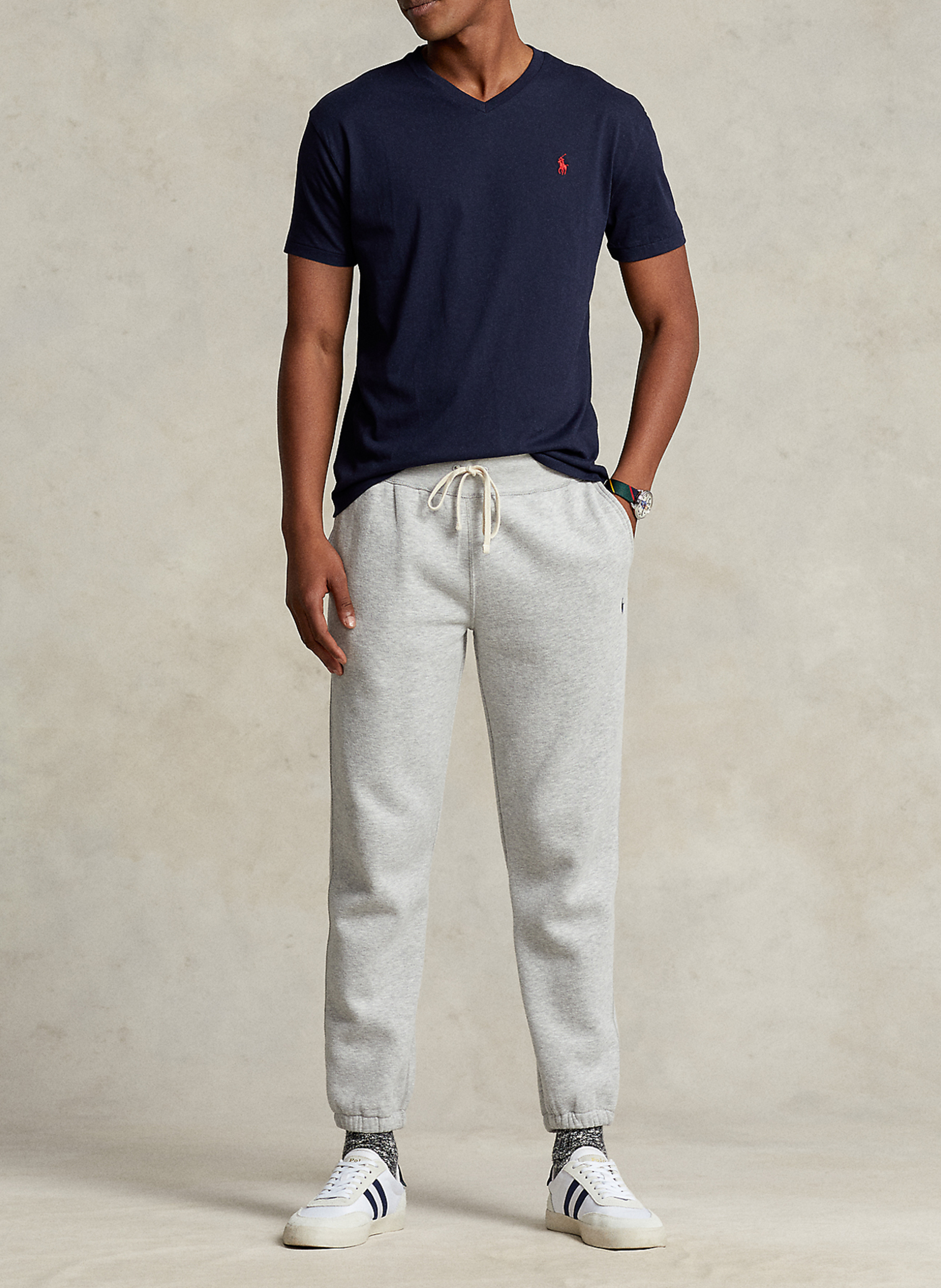 Baumwoll-T-Shirt mit V-Ausschnitt POLO RALPH LAUREN Blau