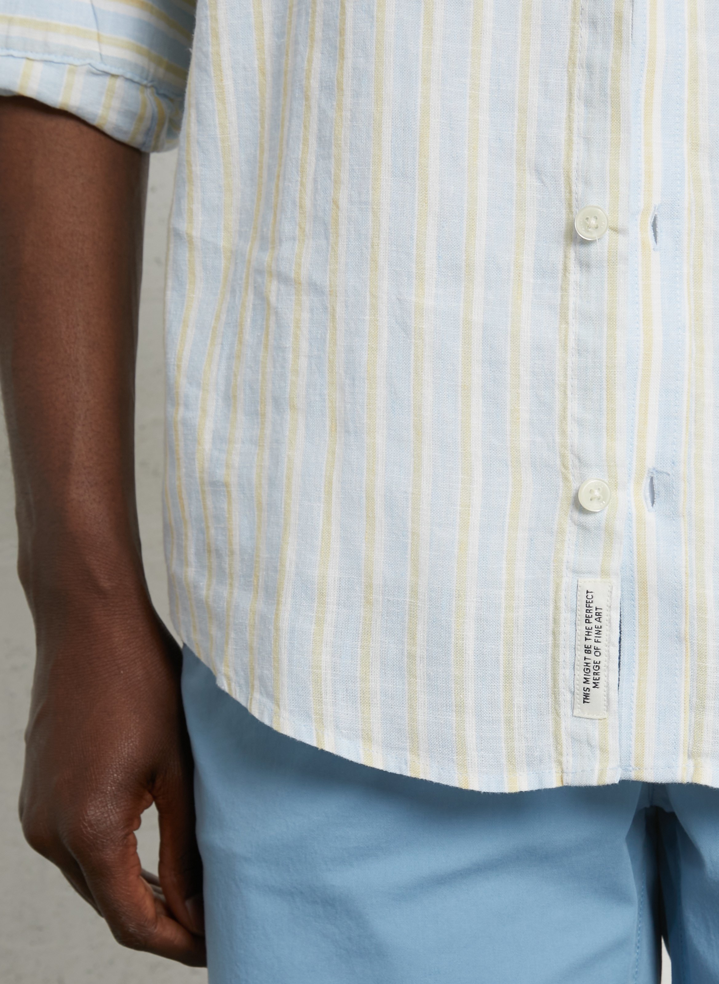 Linen-blend shirt with classic collar CASUAL FRIDAY Blue