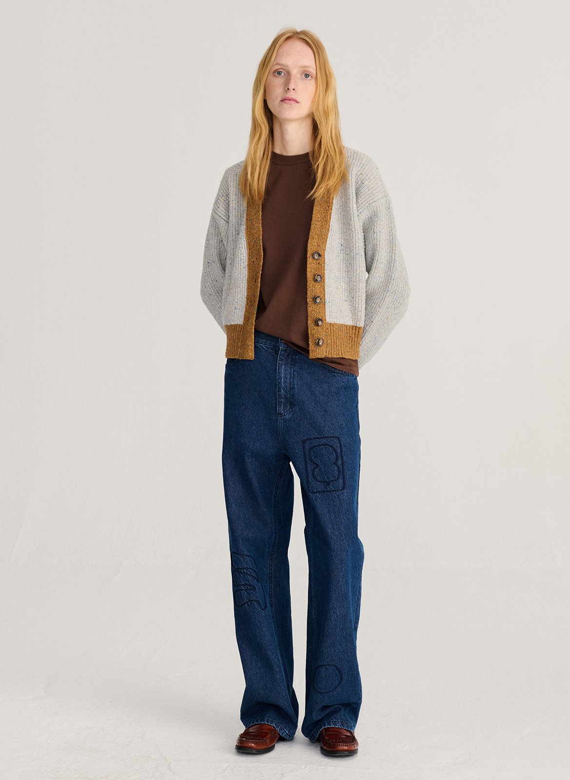 Wijdvallende cardigan met contrastkleurige boorden BOBO CHOSES Blauw