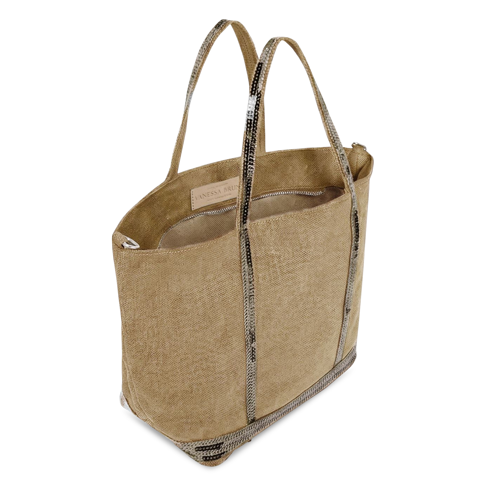 Sac cabas S à sequins en lin  | Beige VANESSA BRUNO Femme