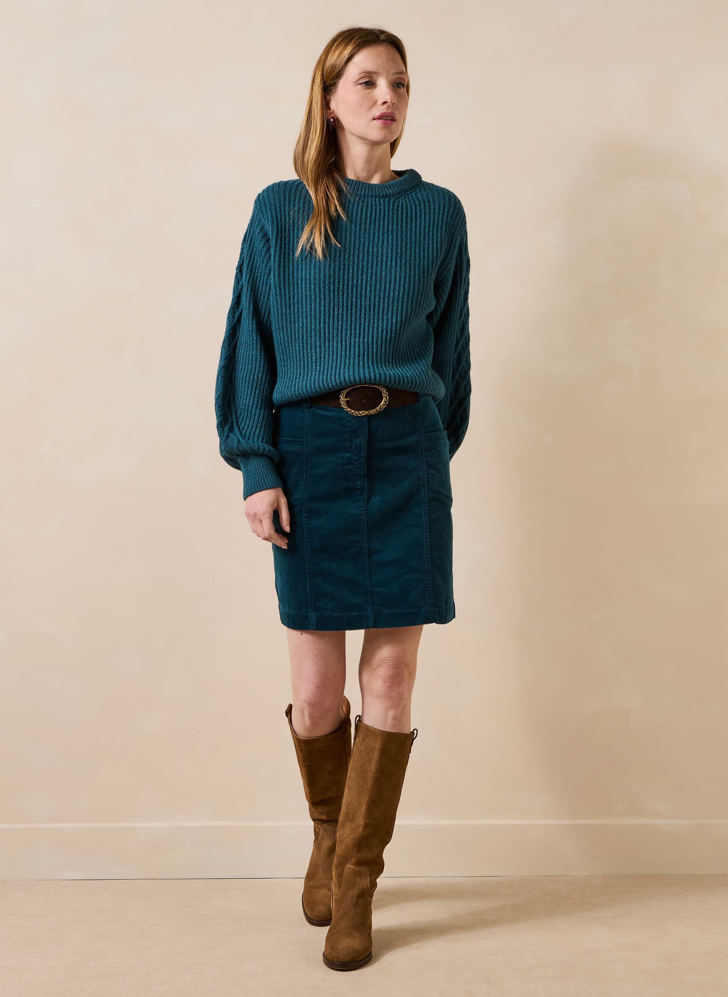 Korte rok van katoenmengsel corduroy LA FEE MARABOUTEE Blauw