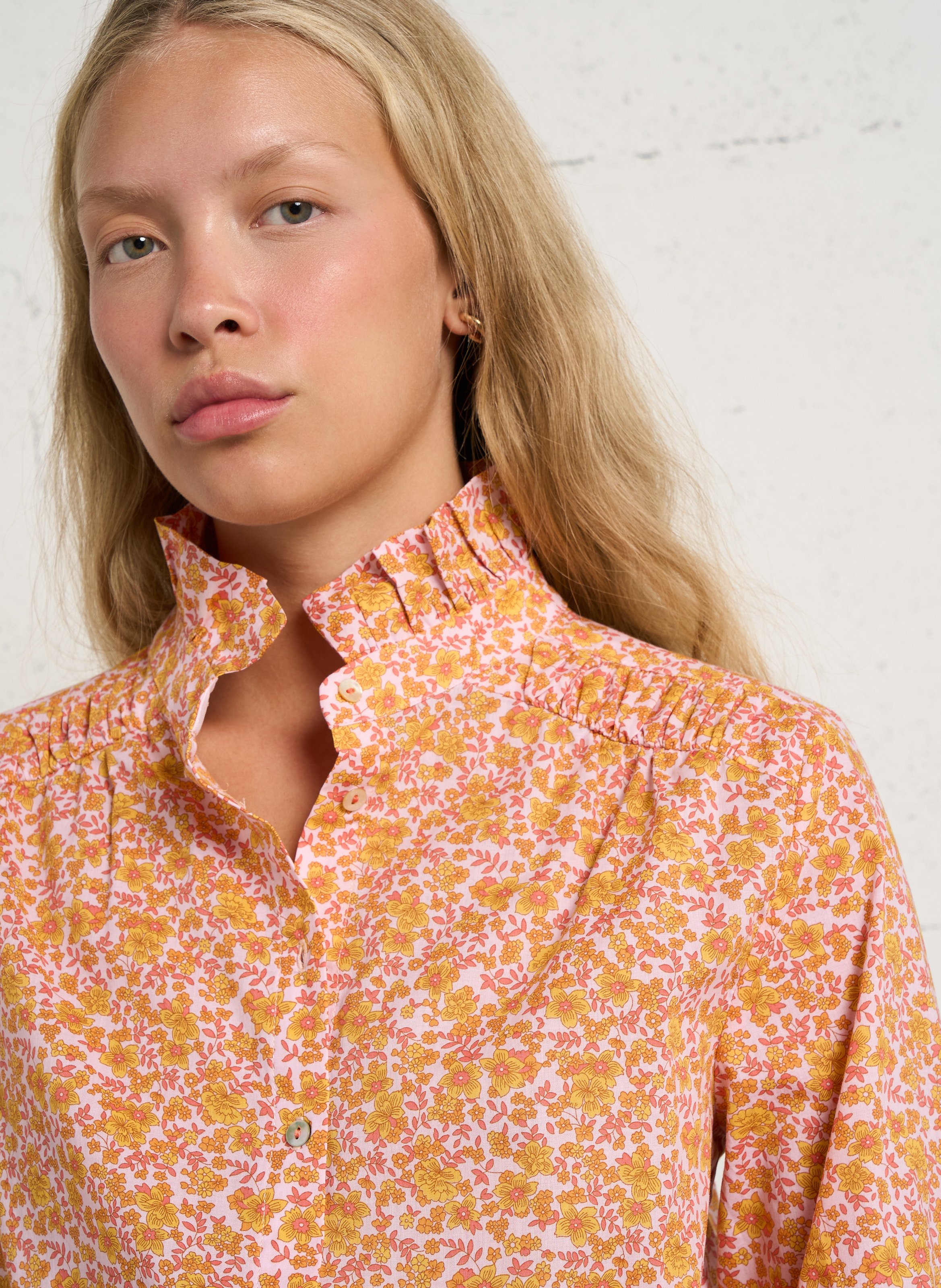 High-neck cotton blouse MAISON 123 Golden