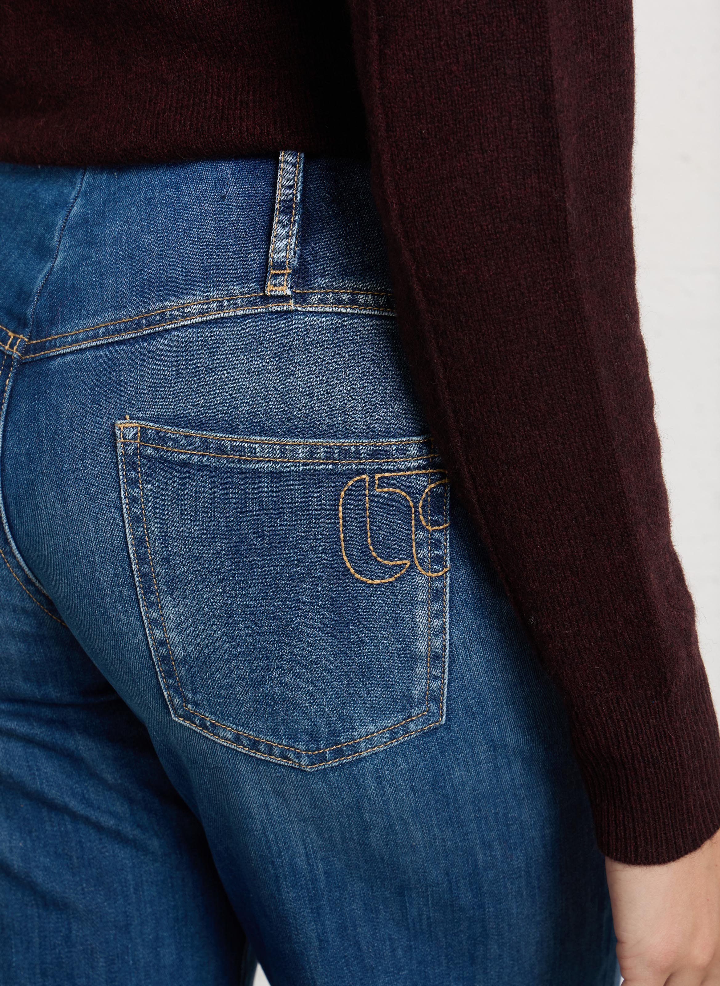 High Waist Straight Cut Jeans aus Baumwoll-Mix LE TEMPS DES CERISES Blau