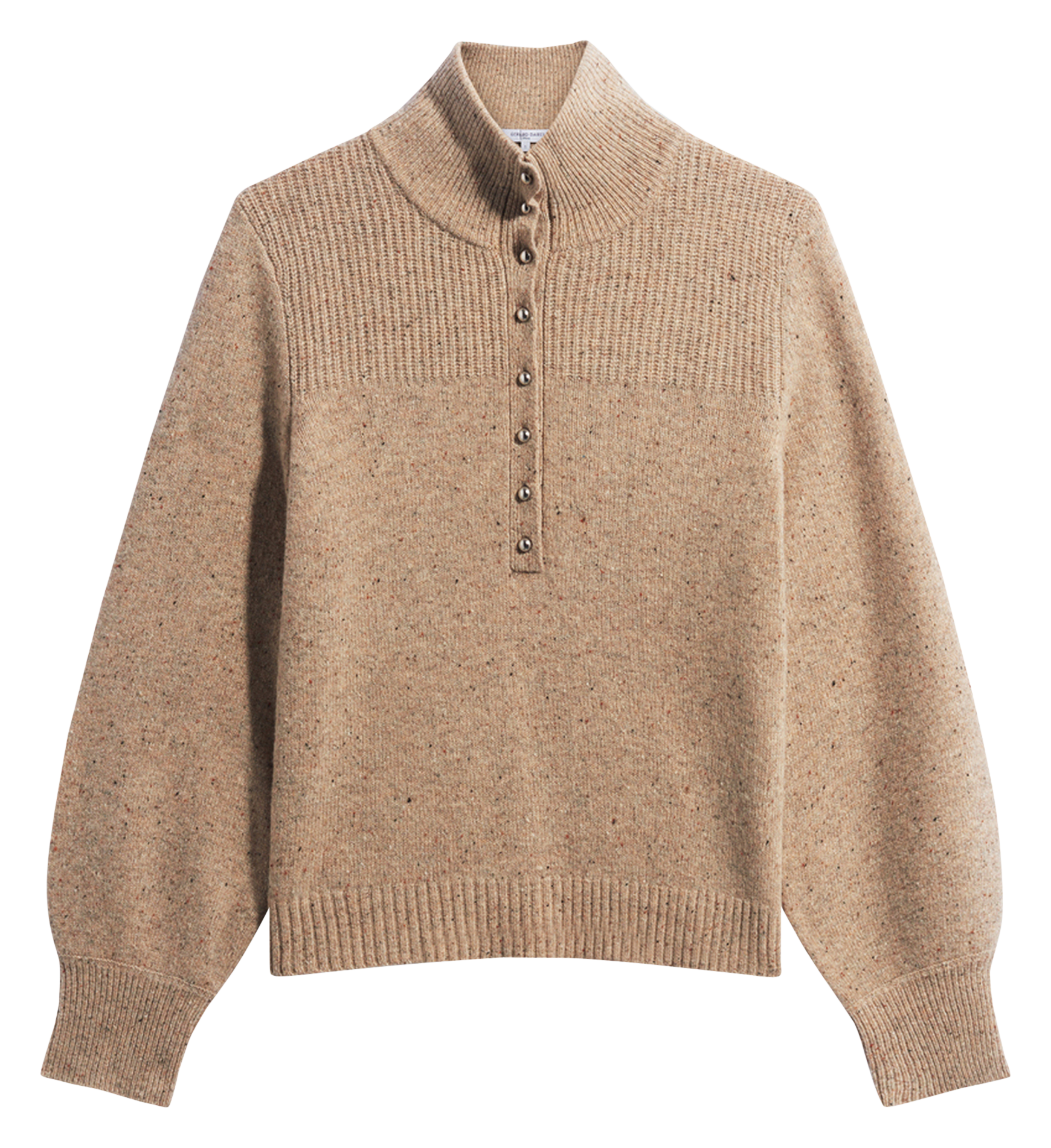 Straight wool high-neck buttoned sweater GERARD DAREL Brown