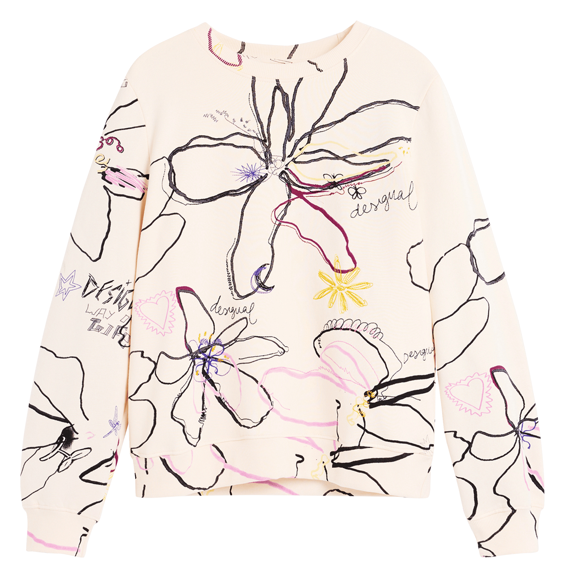 Katoenen trui met ronde hals DESIGUAL Wit