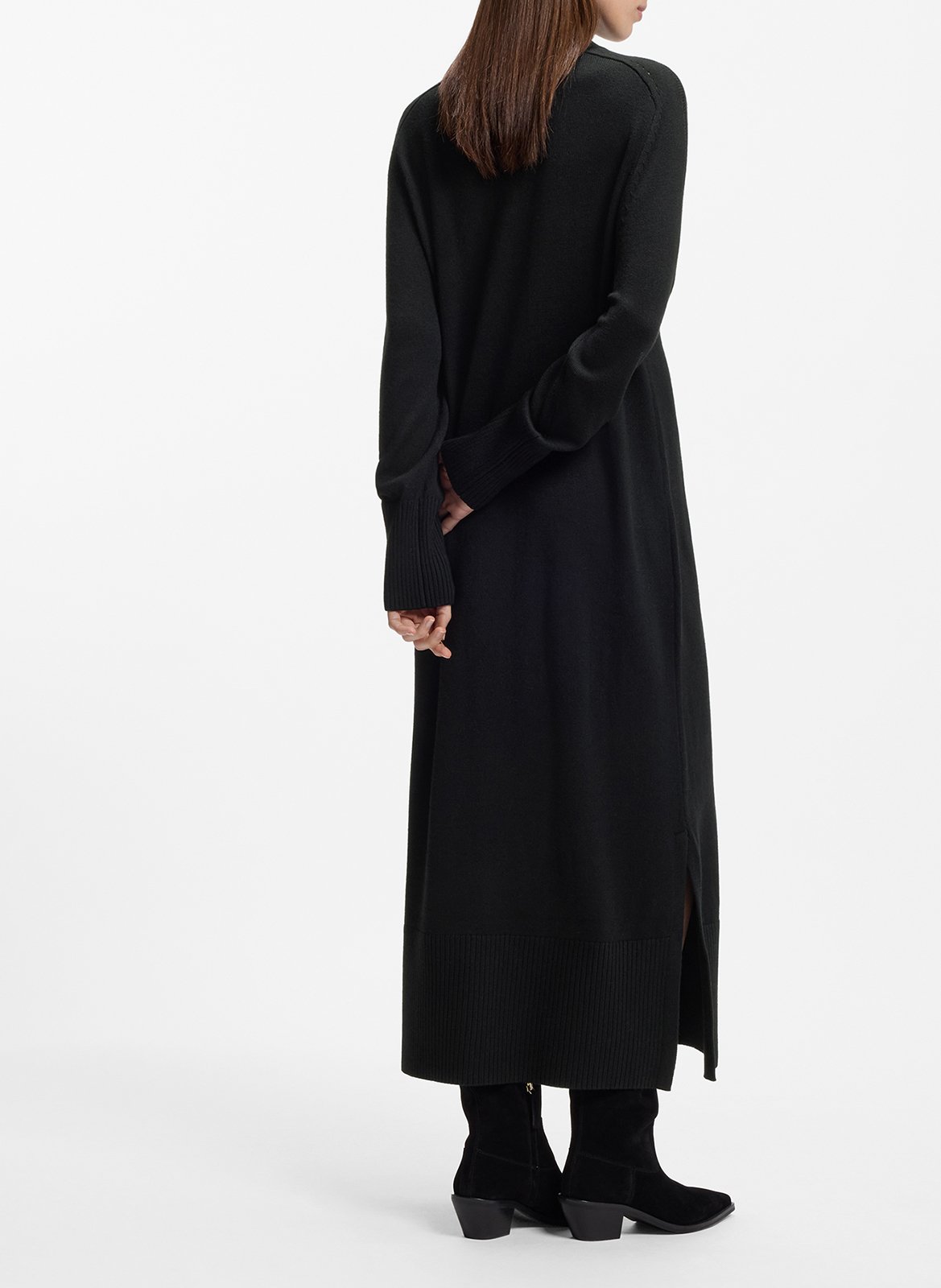 High-neck wool-blend long dress BOSS Black