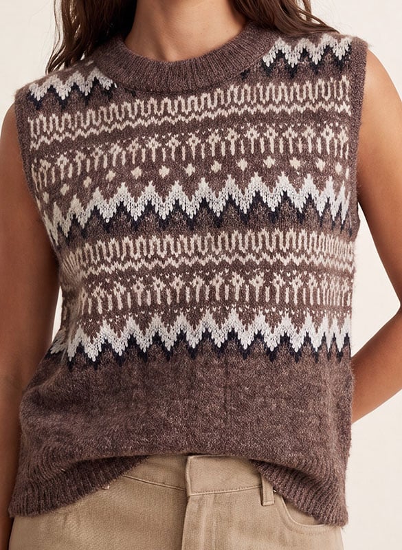 Gerade geschnittener Jacquard-Pullover mit Rundhalsausschnitt KOOKAI Braun