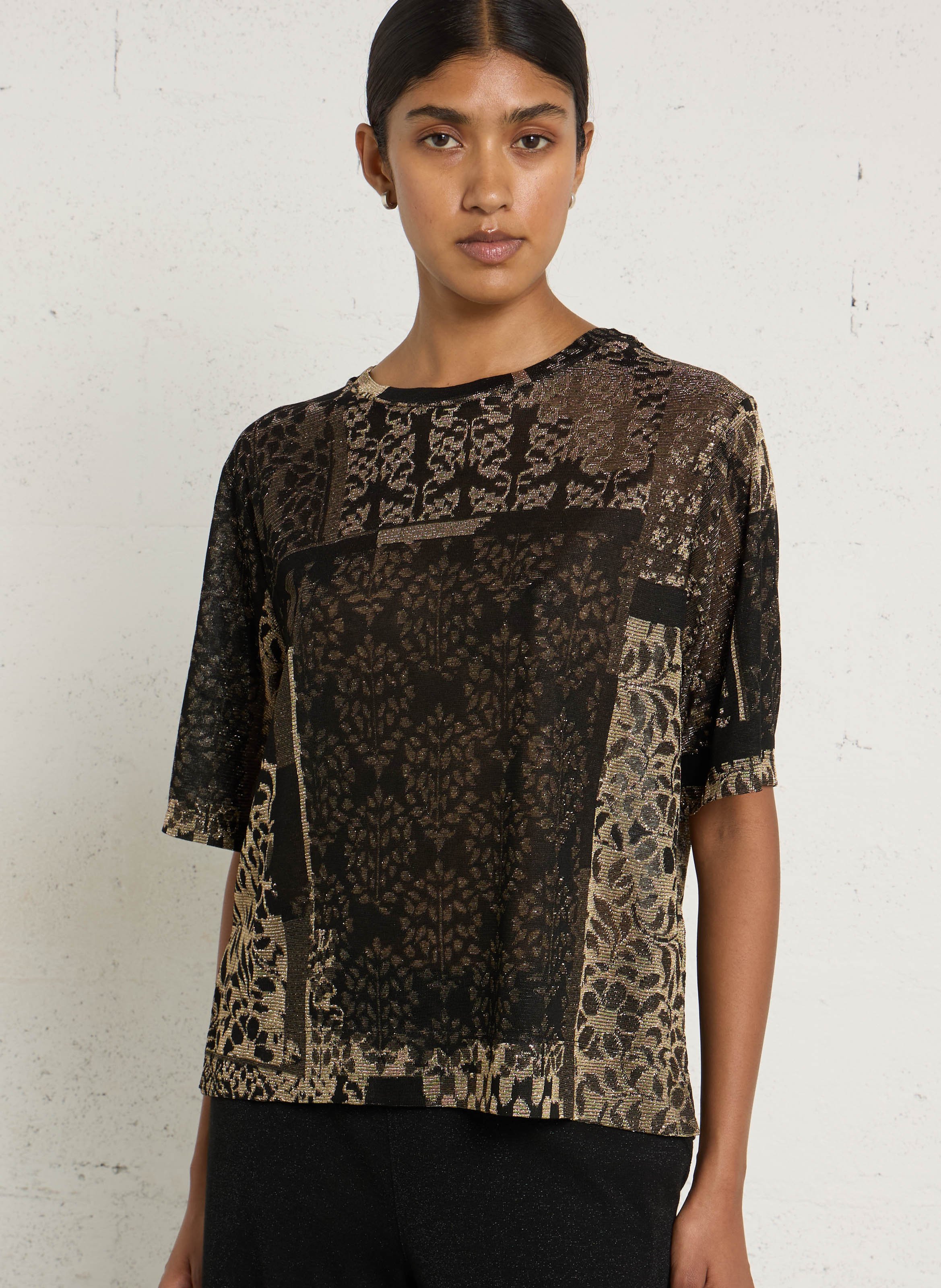 Oversized metallic crew-neck sweater MOMONI Black