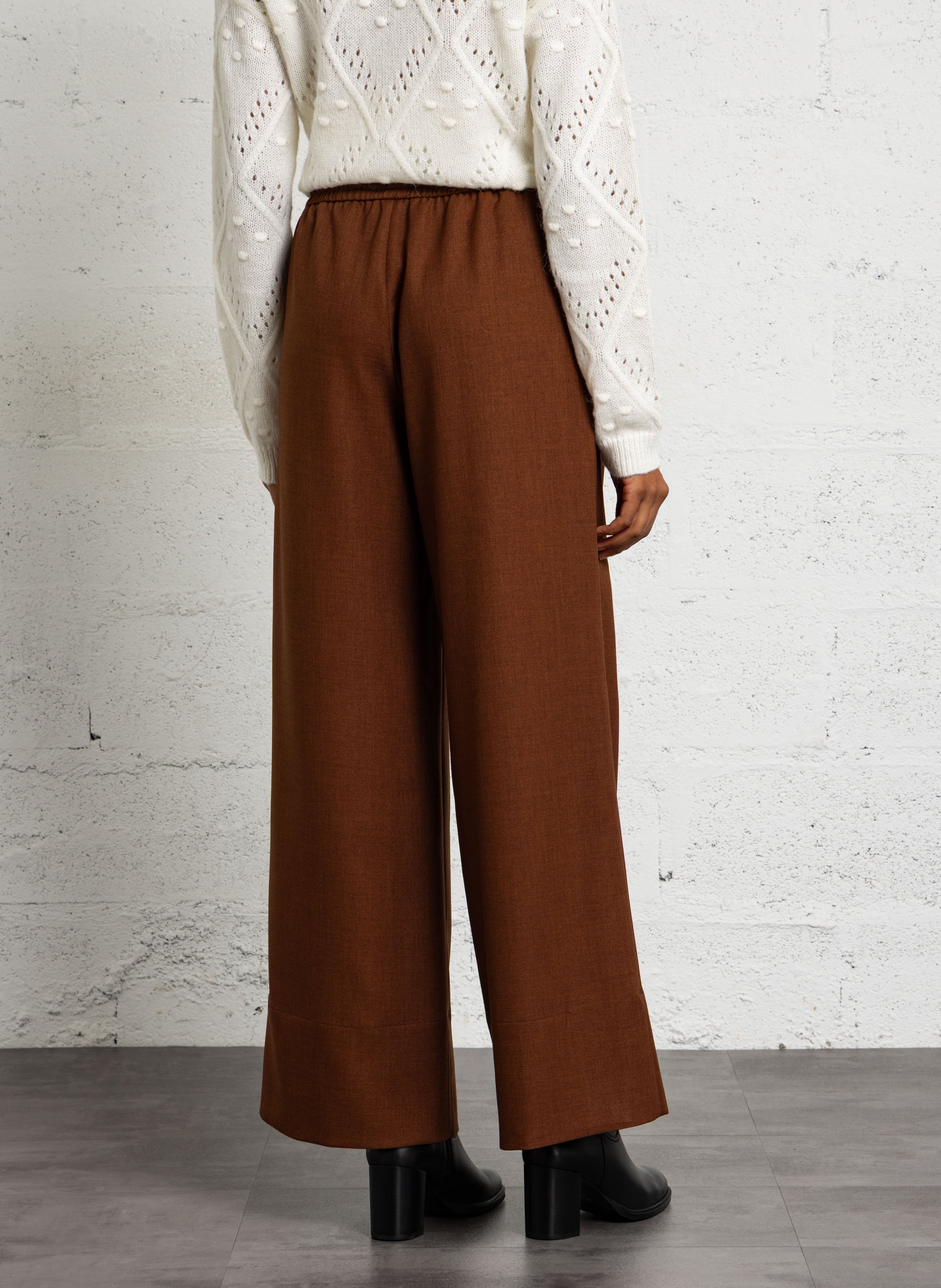 Wide-leg high-rise pants MAISON 123 Brown