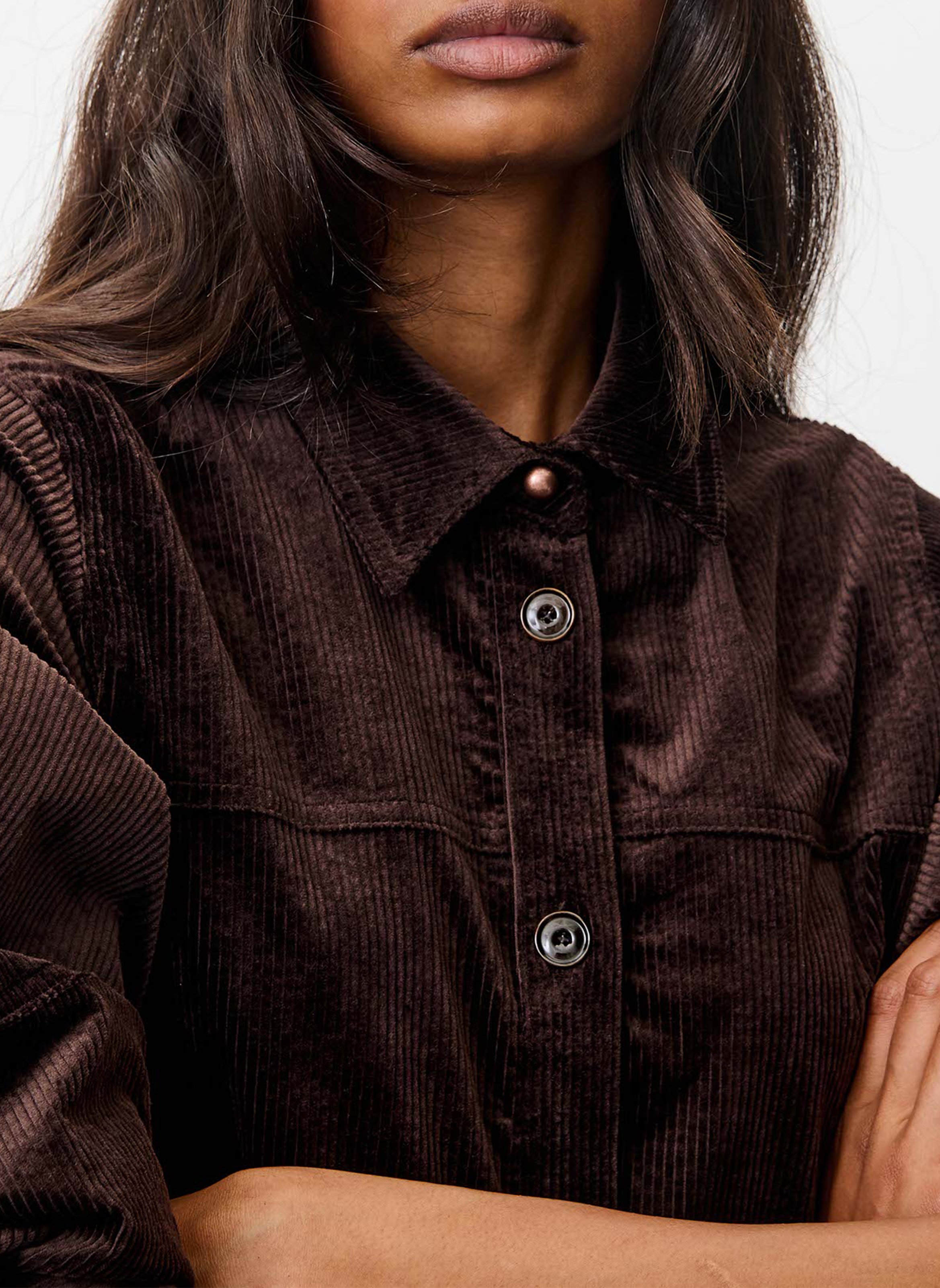 Surchemise ample courte en coton mélangé SESSUN Marron