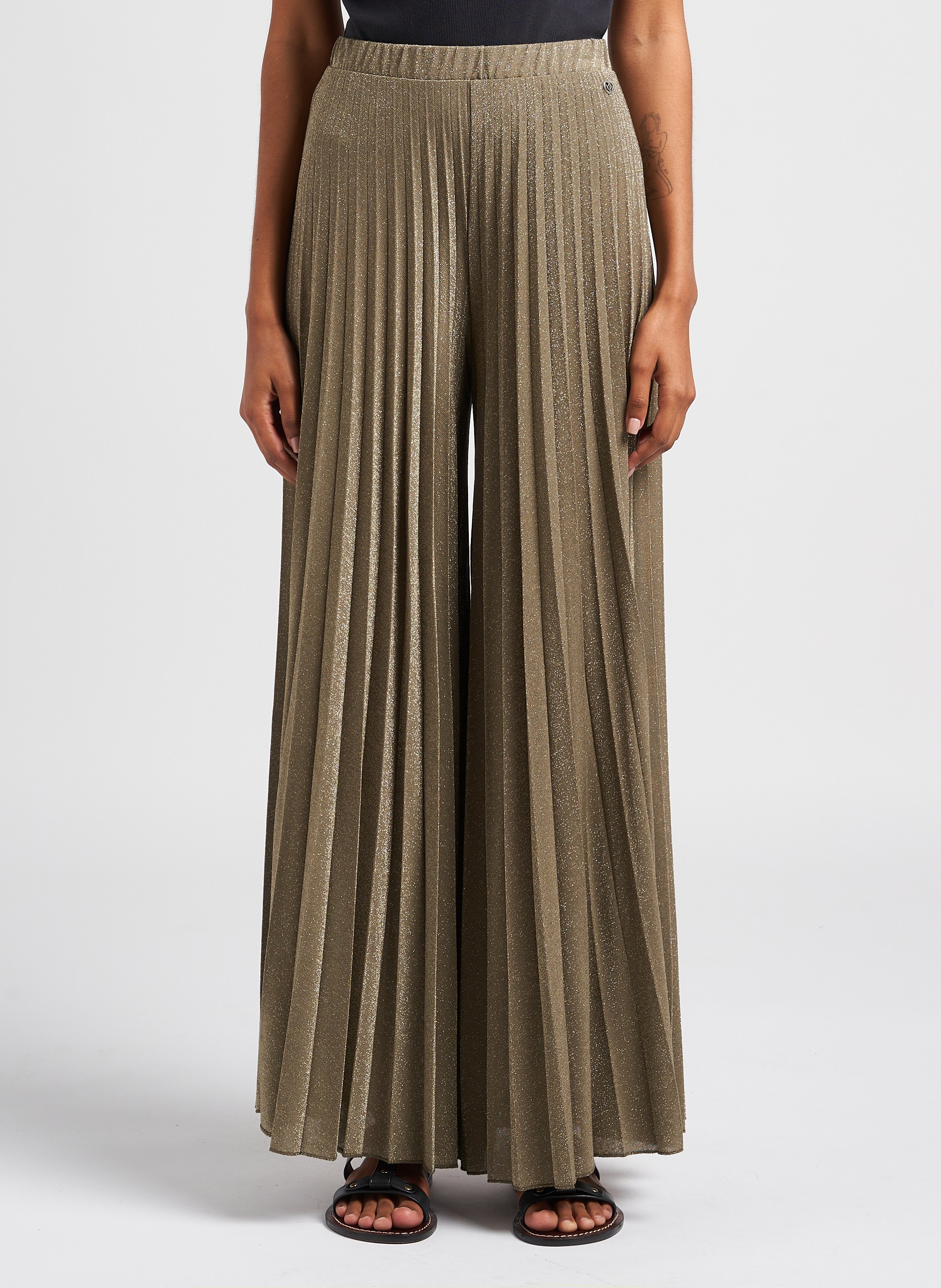 Straight-leg pleated pants PLEASE Khaki