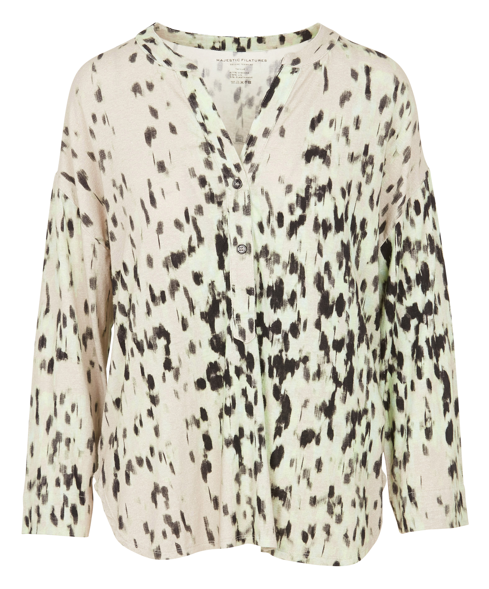 Blouse imprimée en viscose et lin stretch  MAJESTIC FILATURES Blanc