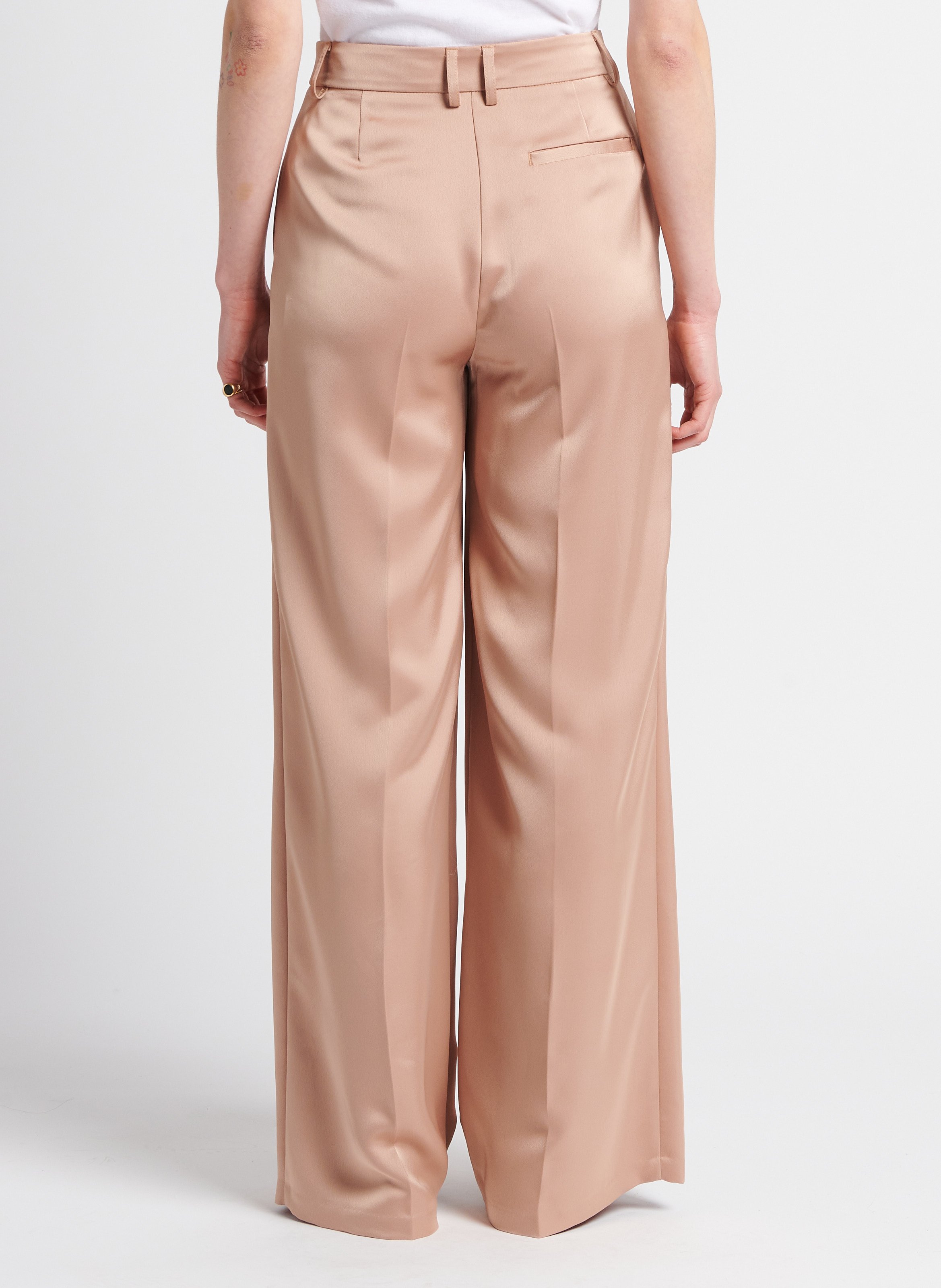 Pantalon large effet satiné COLLECTORS CLUB Beige