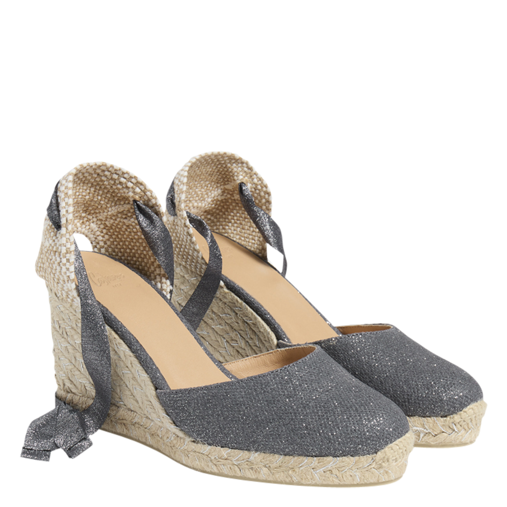 Espadrilles compensées en lin et coton CASTANER Argent