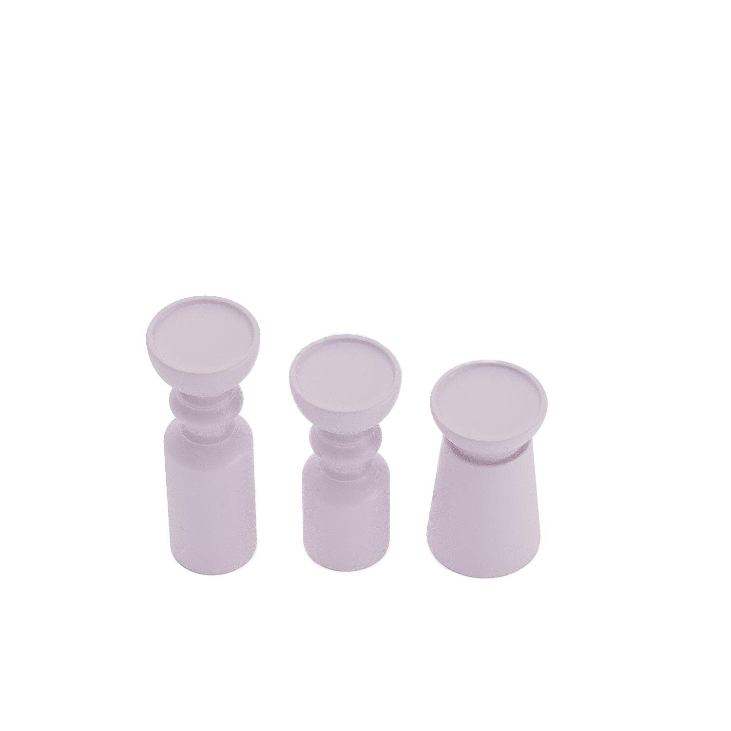 Set of 3 design-led wooden candlesticks POTIRON PARIS Pink