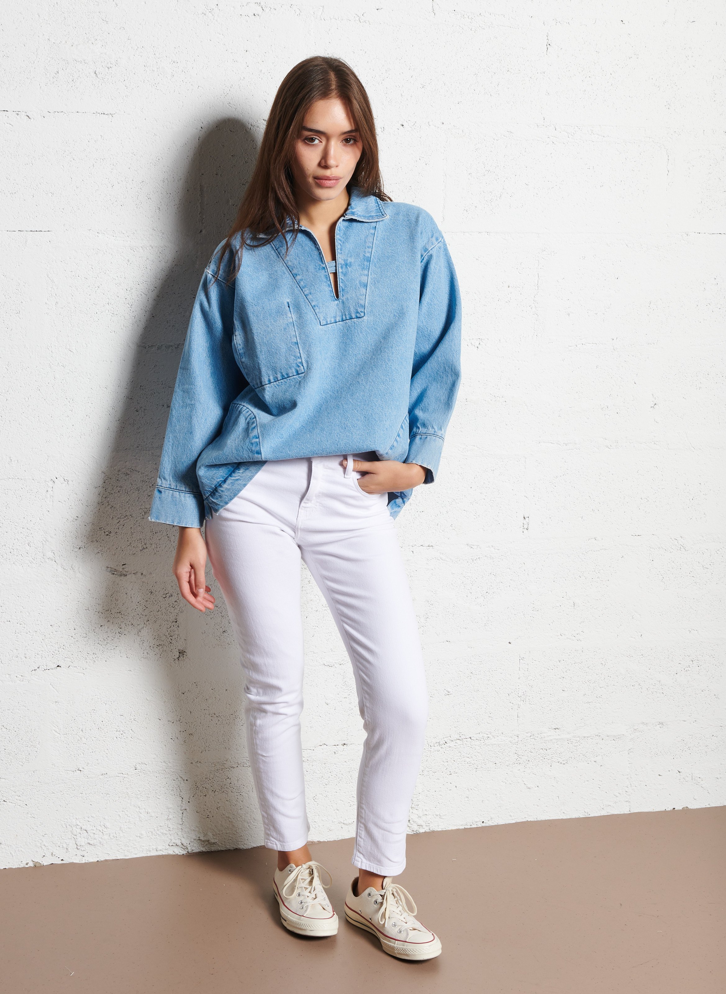 Oversized cotton blouse ACQUAVERDE Blue
