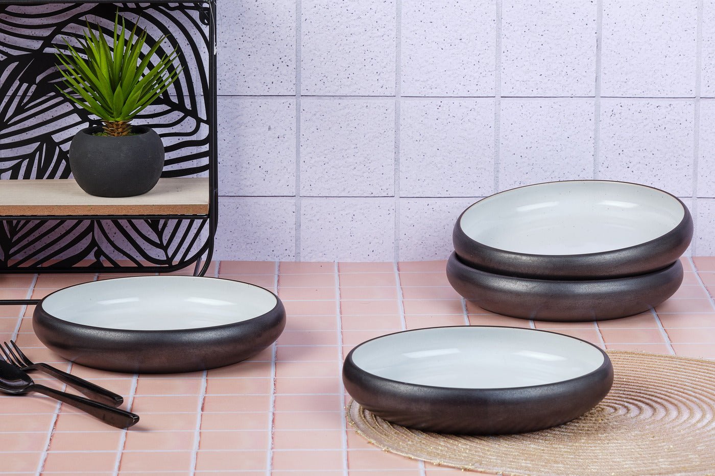 Deep plate gourmet ø21.5cm - 4 pieces - onyx BJORN Black