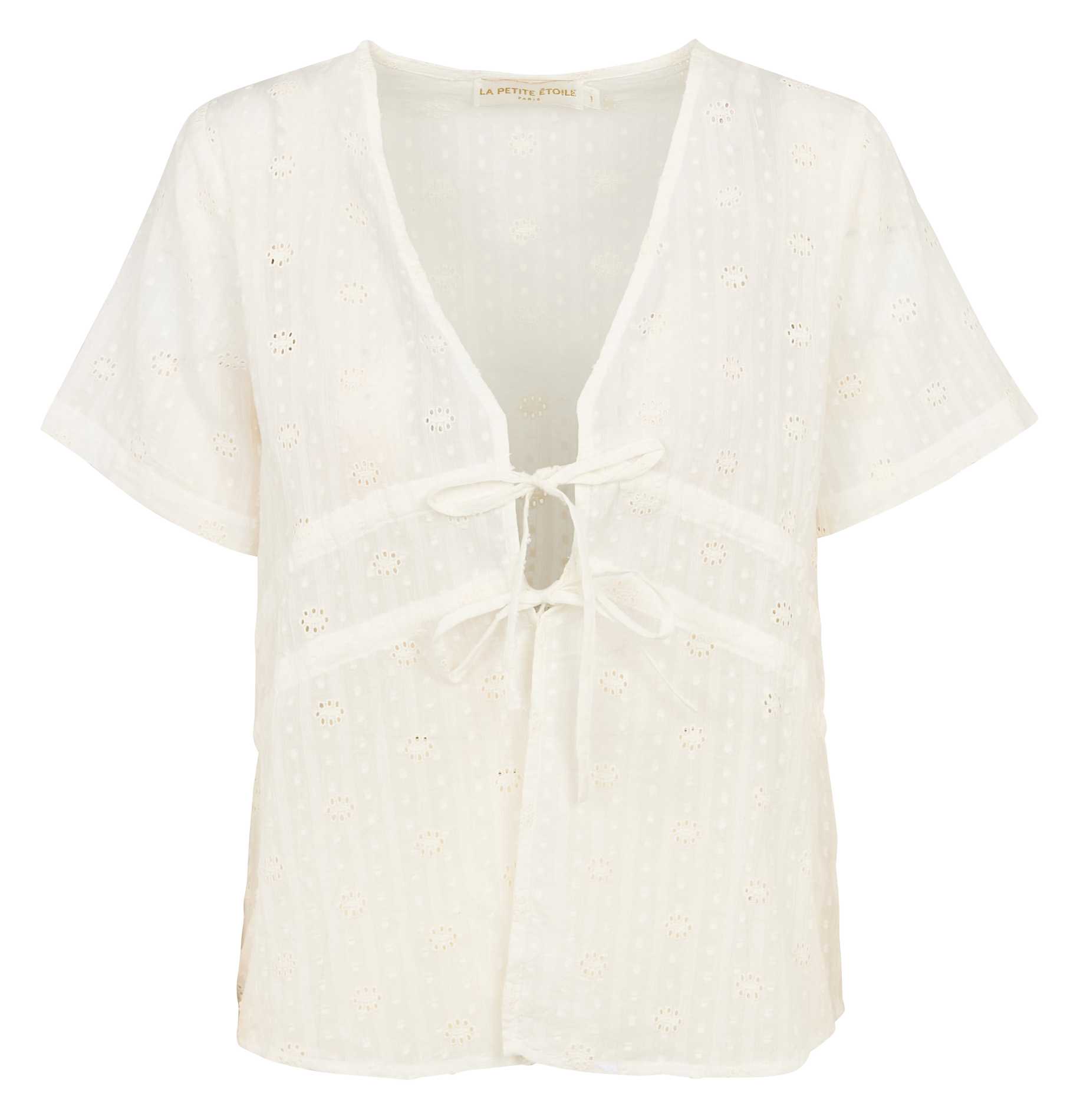 Oversized embroidered cotton top  LA PETITE ETOILE Beige