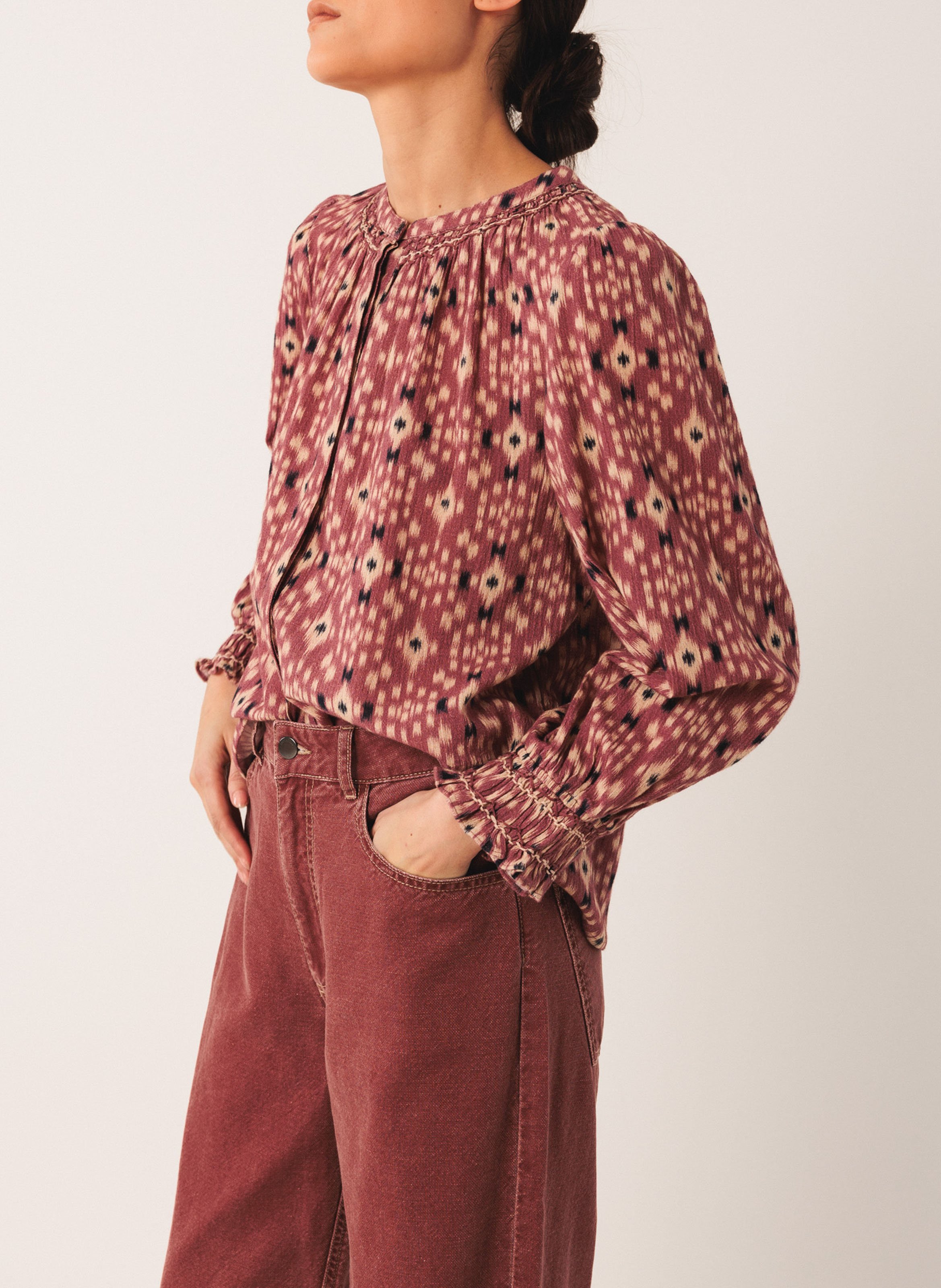 Chemise ample col mao en coton bio INDI & COLD Violet