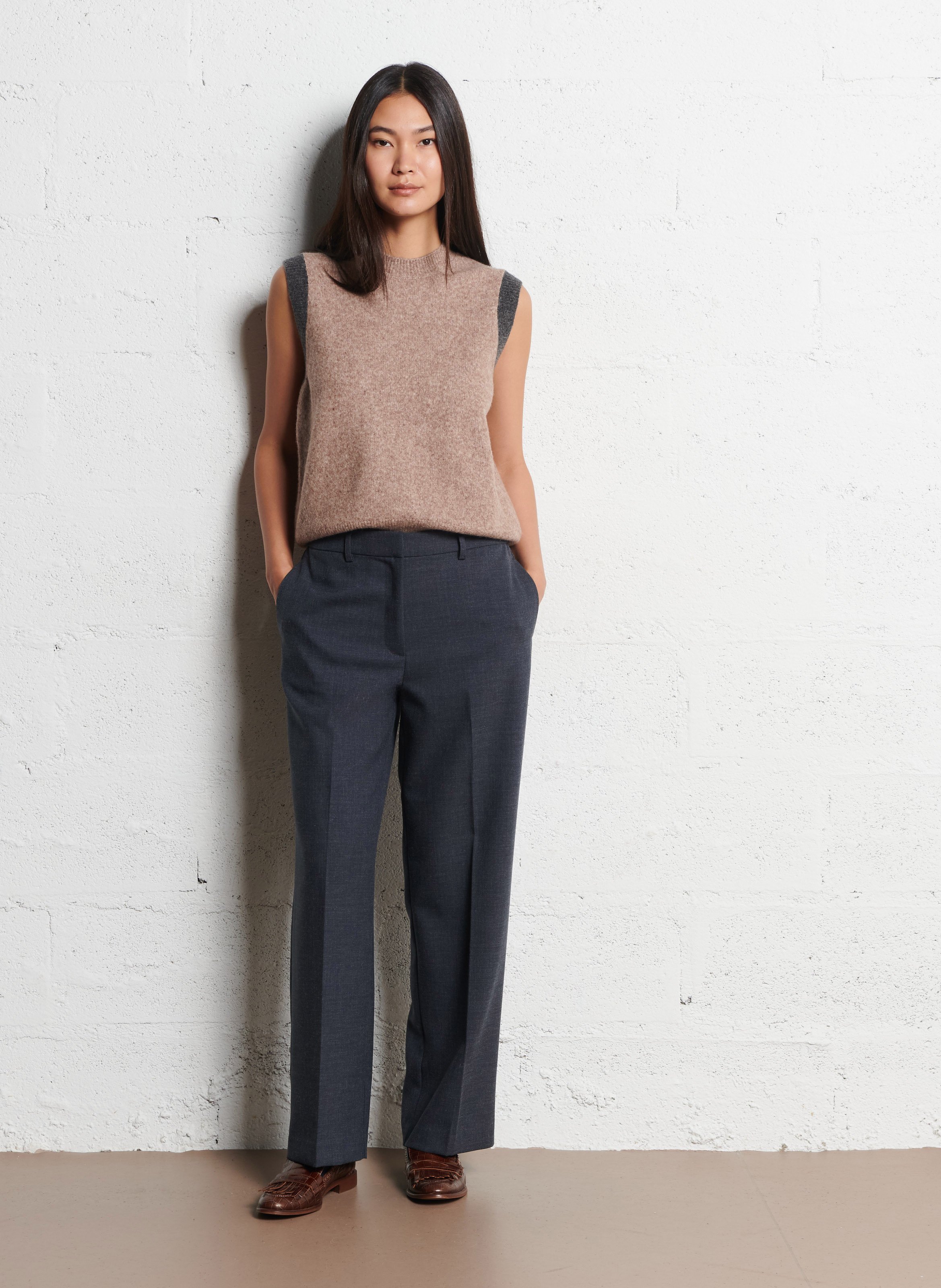 Pull sans manches col rond en laine mélangée NICE THINGS Bleu