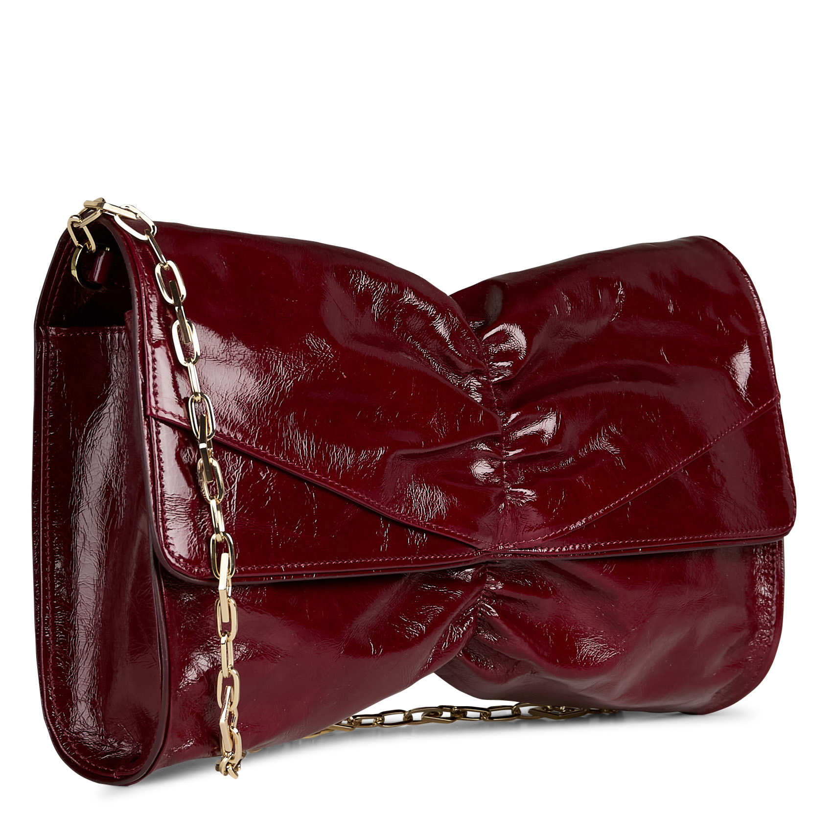 Pochette nœud vernie en cuir BA&SH Rouge