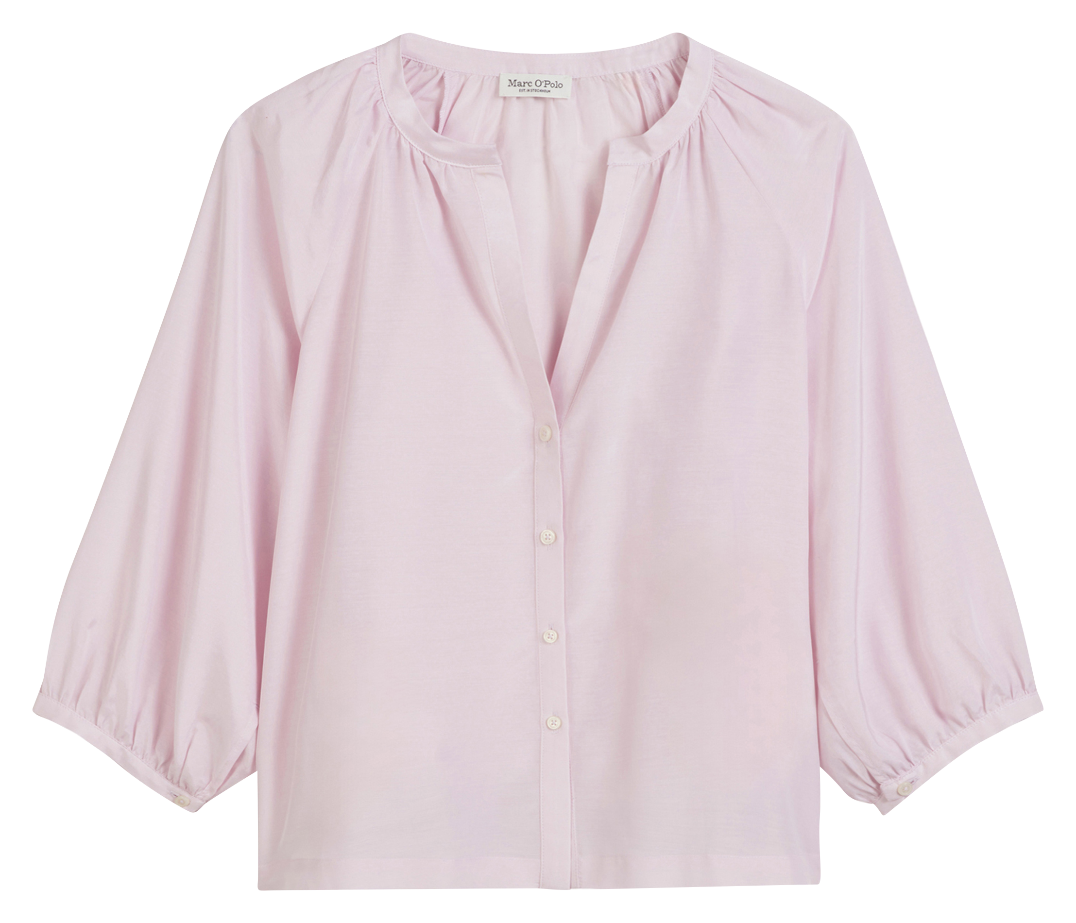 Camisa de mezcla de algodón con cuello de pico MARC O'POLO Rosa