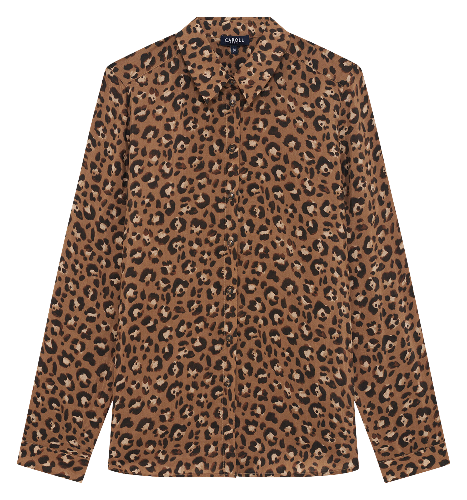 Chemise col classique imprimée CAROLL Beige
