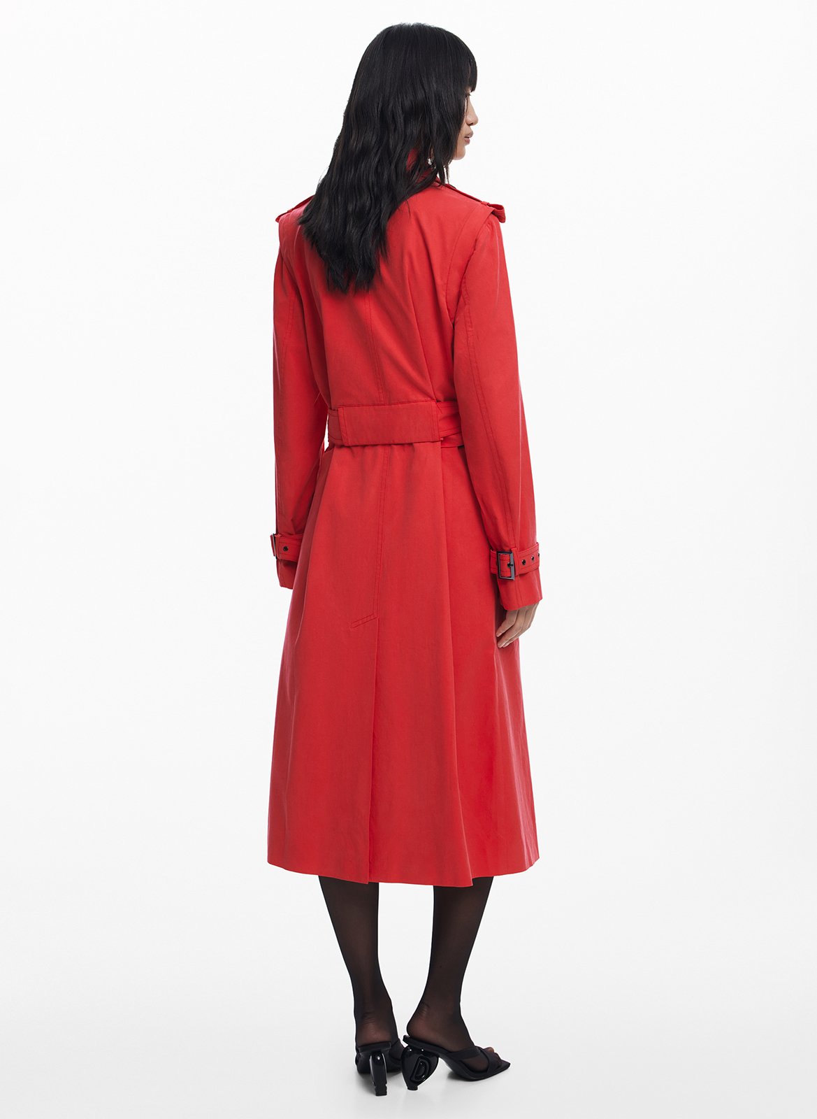 Trench long boutonné amovible DESIGUAL Rouge