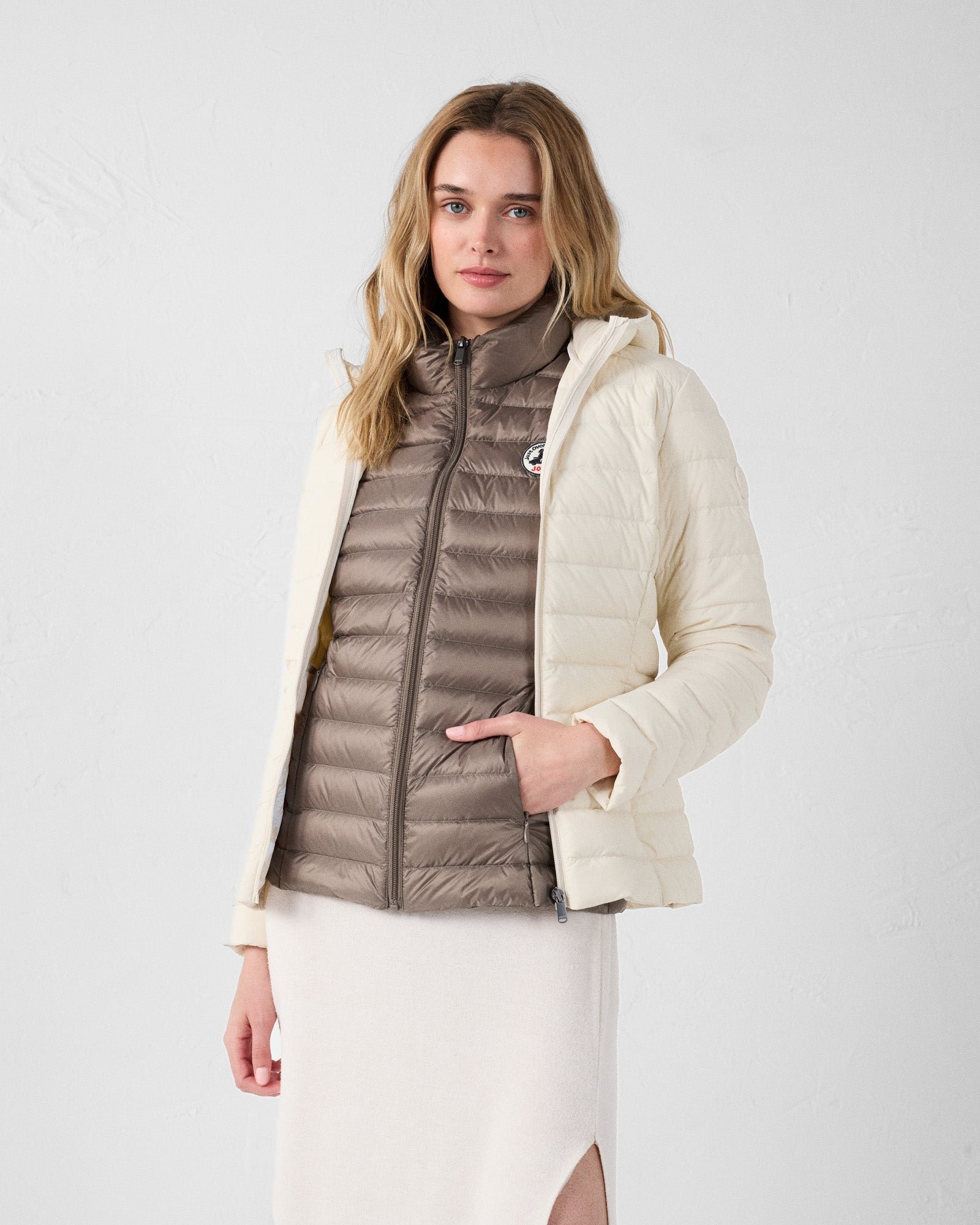 Lightweight stretch hooded puffer jacket Salma JOTT White
