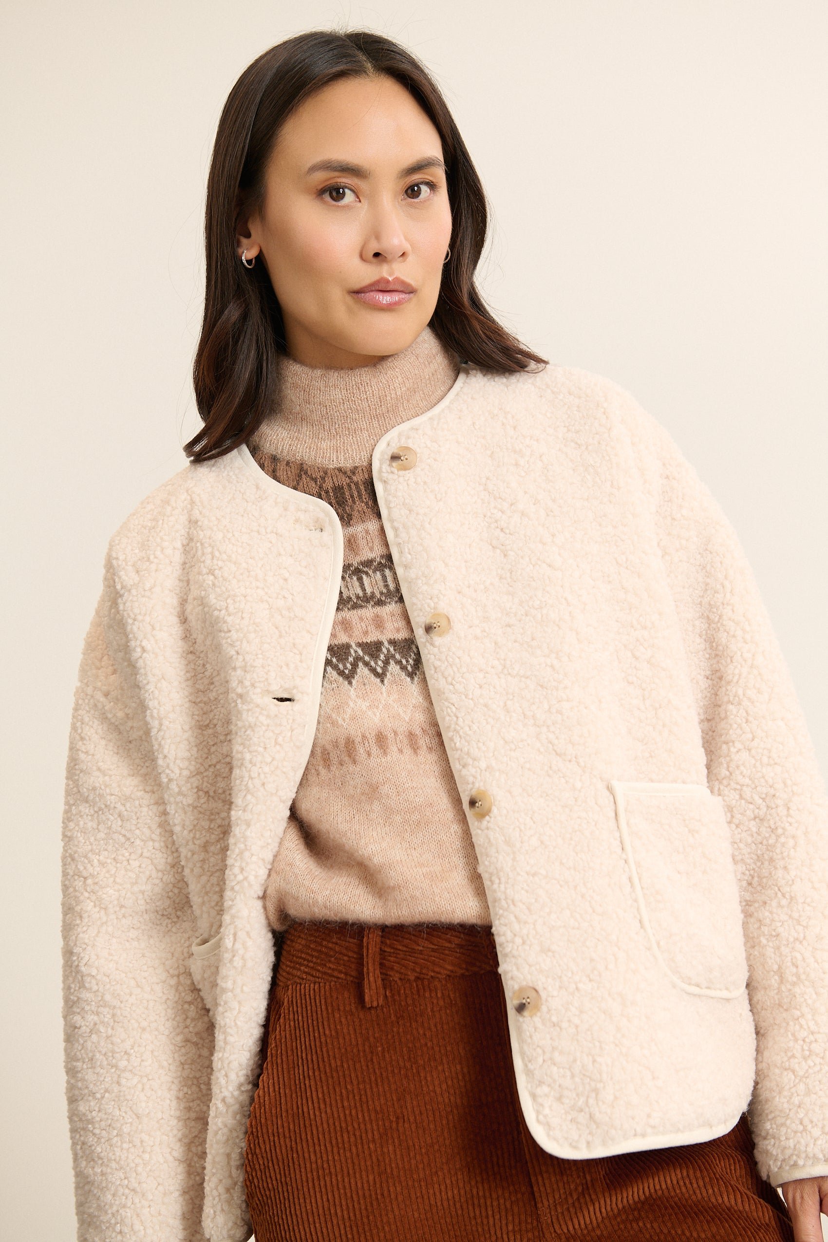 Short sheepskin coat GARANCE PARIS White