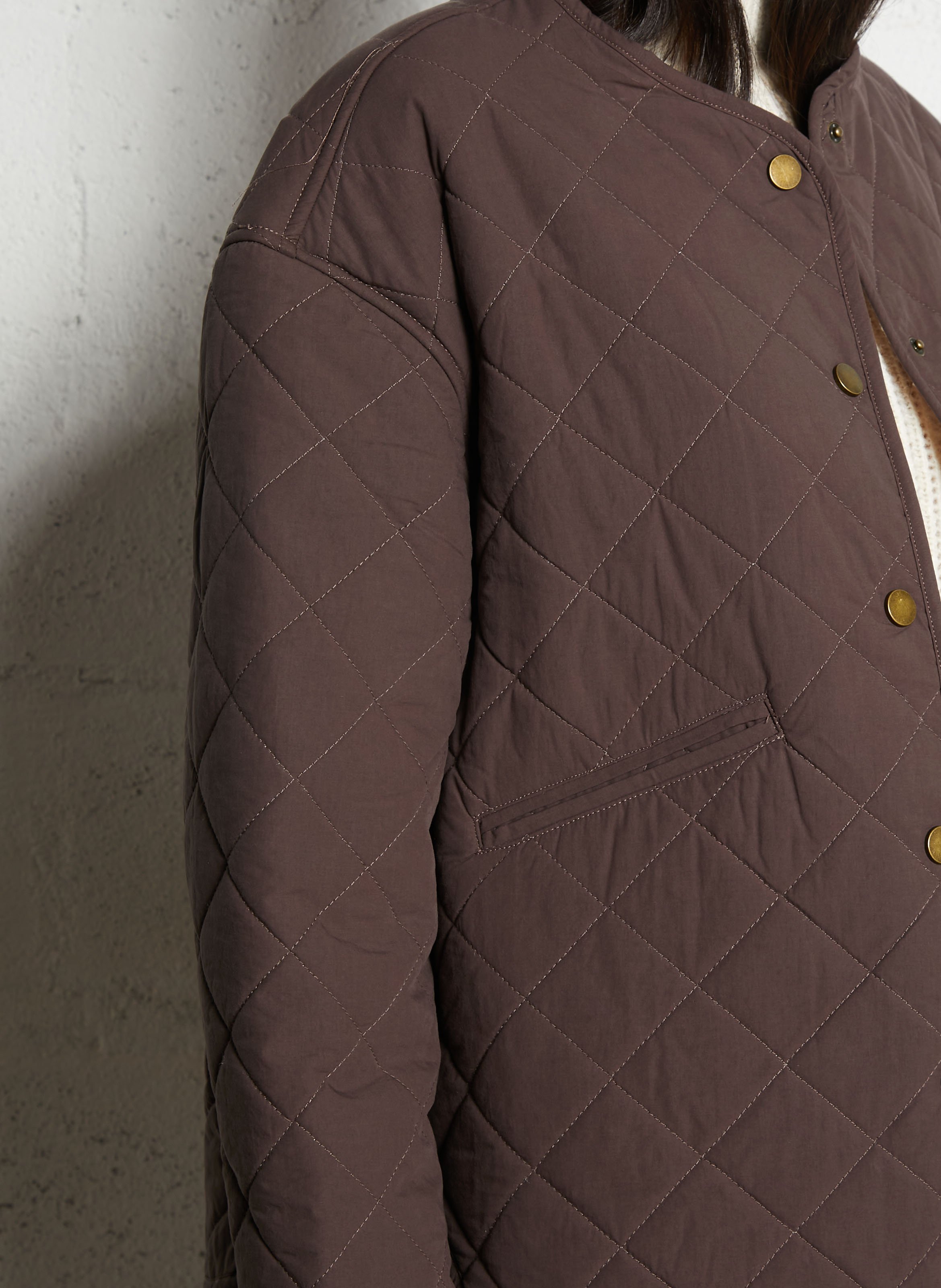 Oversize Rundhalsausschnitt Baumwolljacke THE KORNER Braun