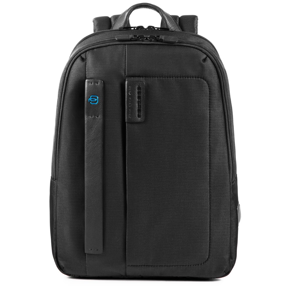 Leather and fabric backpack PIQUADRO Black